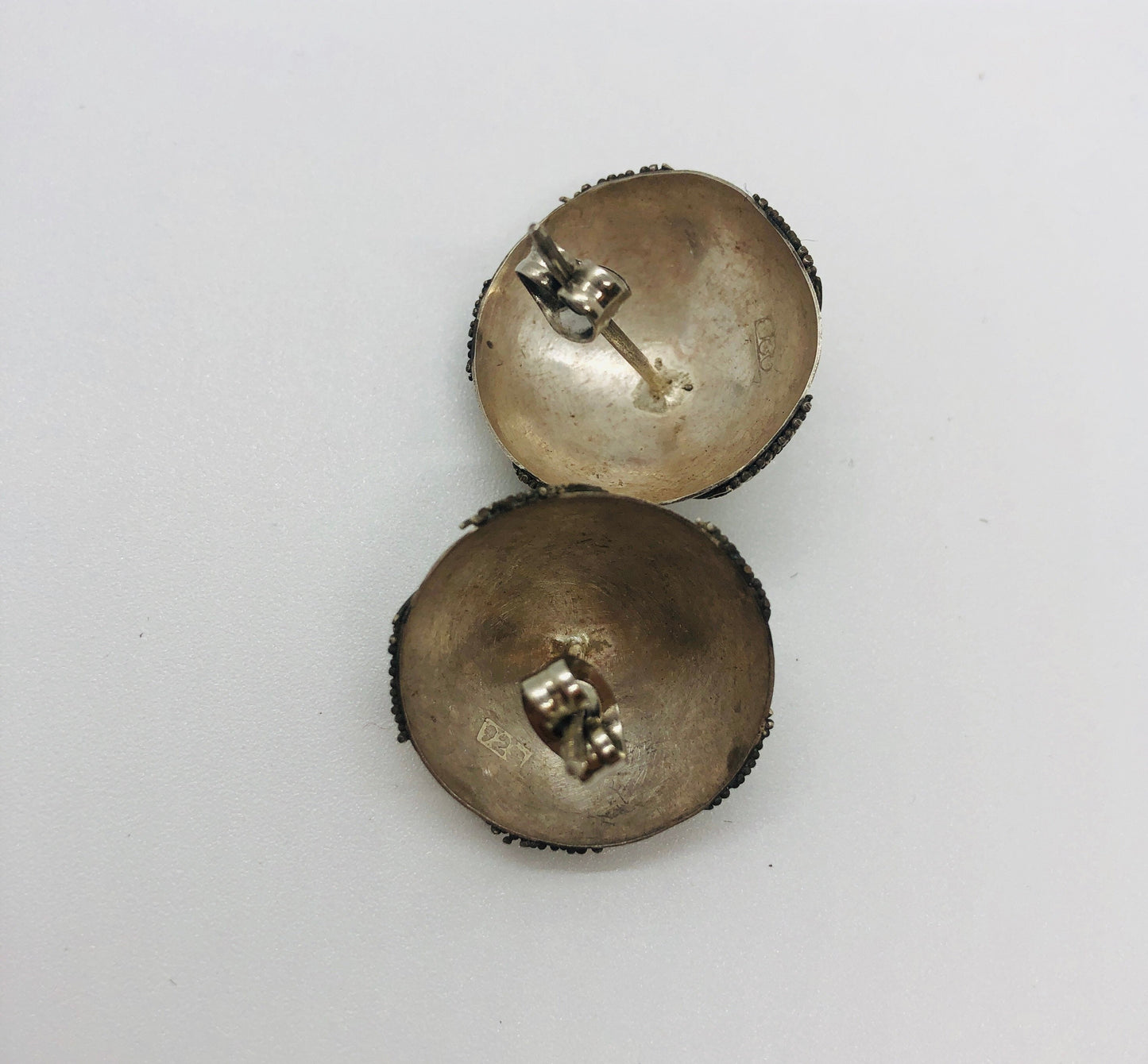 Vintage Handmade Sterling Silver and Gold Wash Earrings Indonesia, Vintage old stock, Beautiful