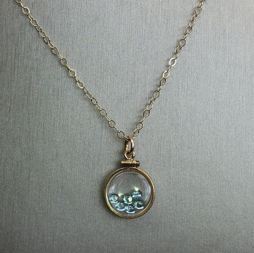 Vintage Baby Blue Natural Topaz Shaker Locket, gold filled with genuine gems. New Old Stock 50 years old! Limited supply Custom for mom? Ask