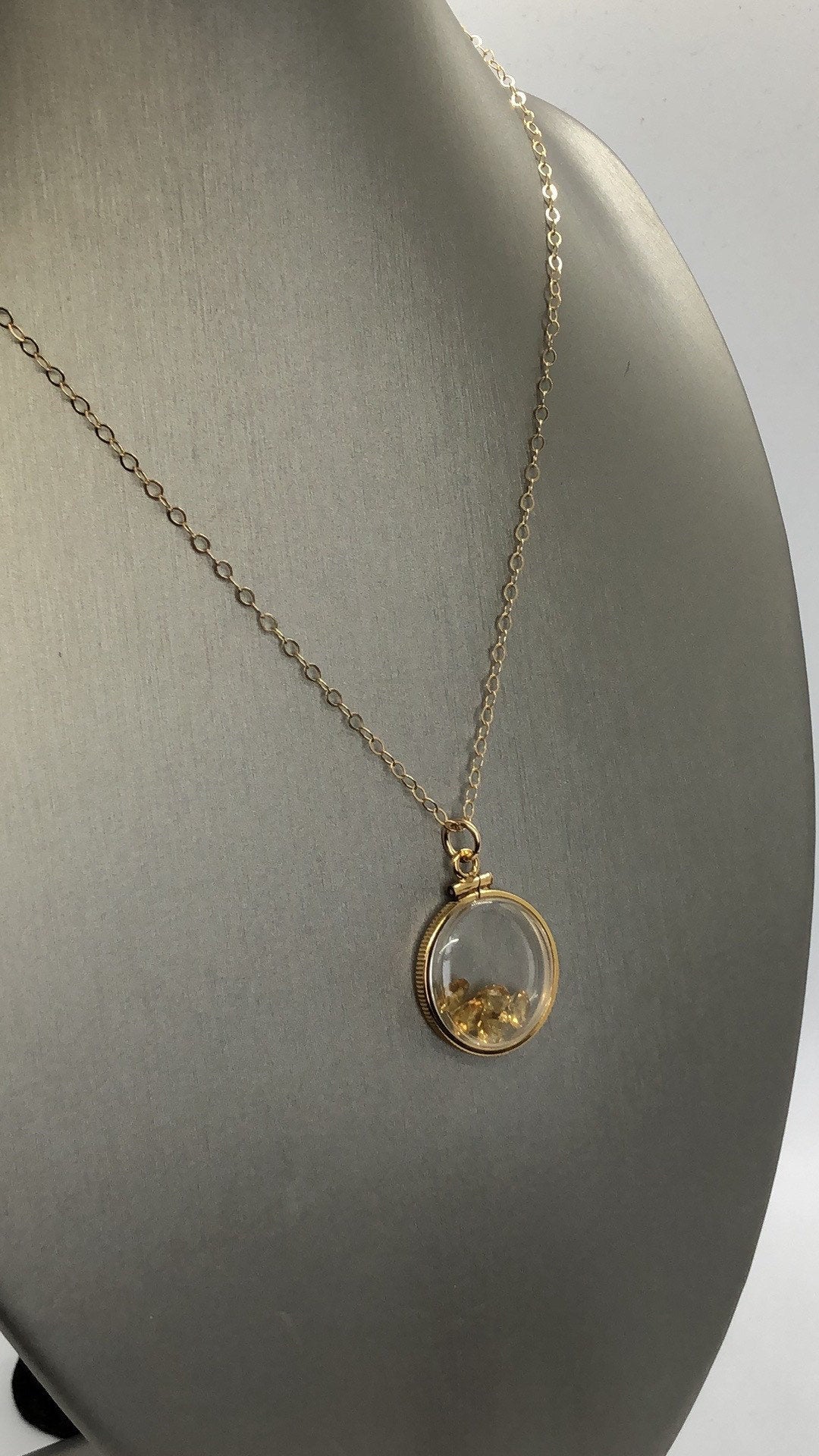 Vintage Golden Citrine shaker locket filled with natural Brazilian Gemstones, Nov. Birthstone NEW old stock, Make 1 for your Mom