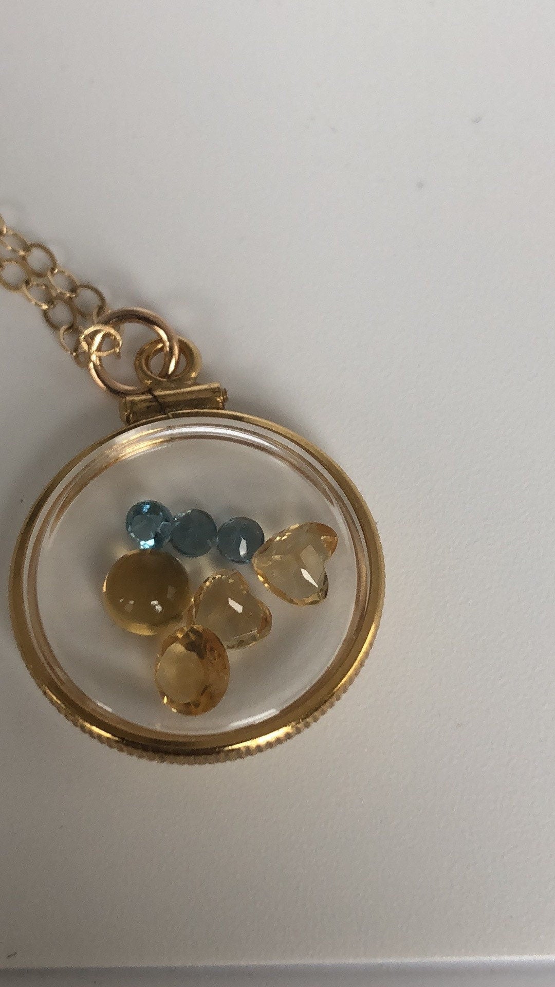 Vintage citrine & topaz Shaker locket, 12k gold filled w/ beautiful mix of November Birthstones NEW old stock, Make 1 for your MOM, ask