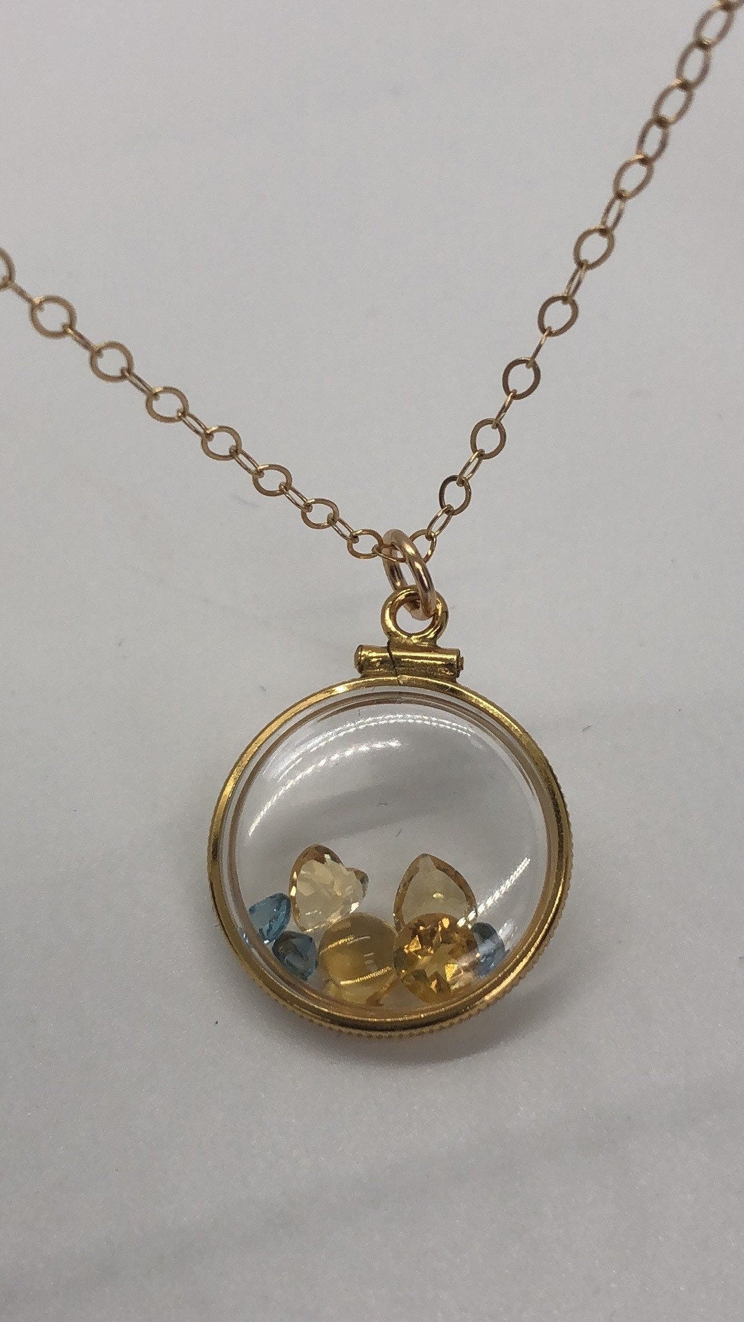 Vintage citrine & topaz Shaker locket, 12k gold filled w/ beautiful mix of November Birthstones NEW old stock, Make 1 for your MOM, ask
