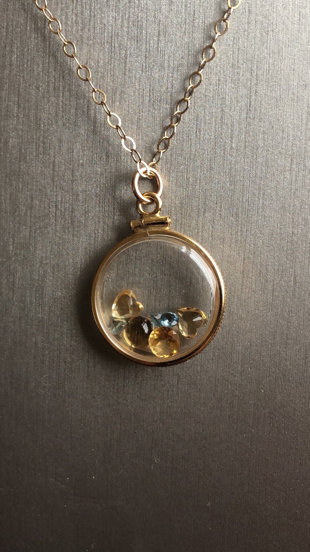 Vintage citrine & topaz Shaker locket, 12k gold filled w/ beautiful mix of November Birthstones NEW old stock, Make 1 for your MOM, ask