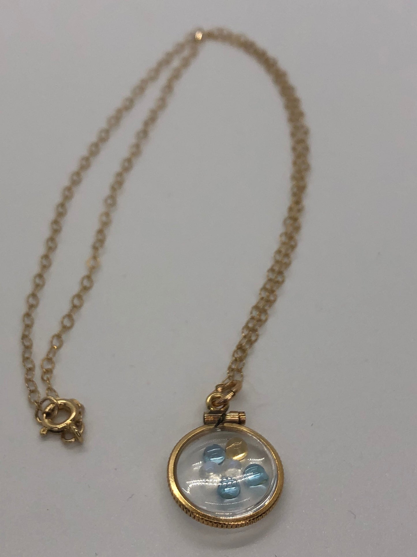 Vintage moonstone, citrine & topaz 12k gold filled Shaker locket with beautiful mix of natural gems, November Birthstones