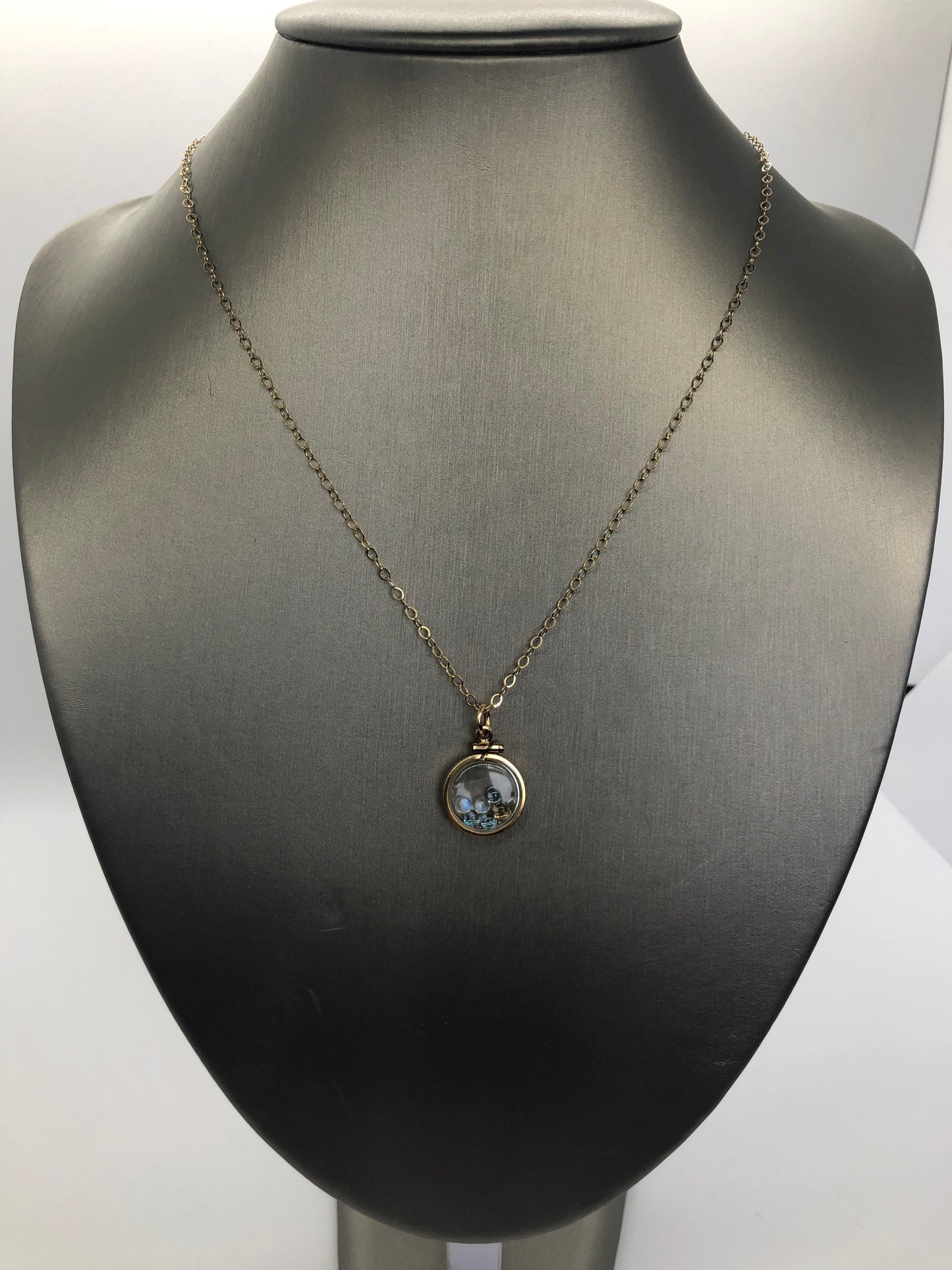 Vintage moonstone, citrine & topaz 12k gold filled Shaker locket with beautiful mix of natural gems, November Birthstones
