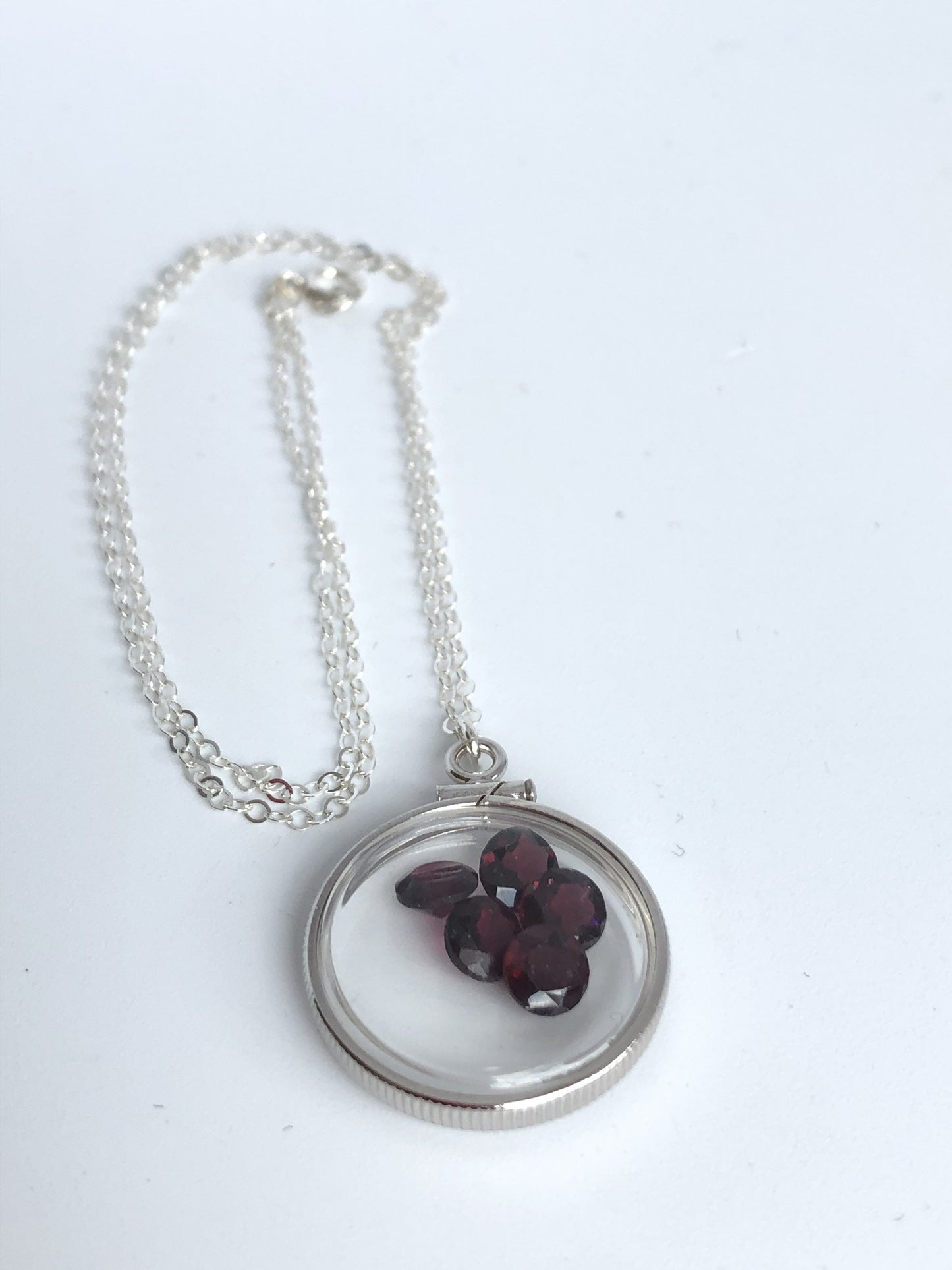 Handmade Garnet Silver Shaker Locket w/ 3.55 CTW genuine garnets. January Birthstone. Customize one for your Mother's Day! Just ask me