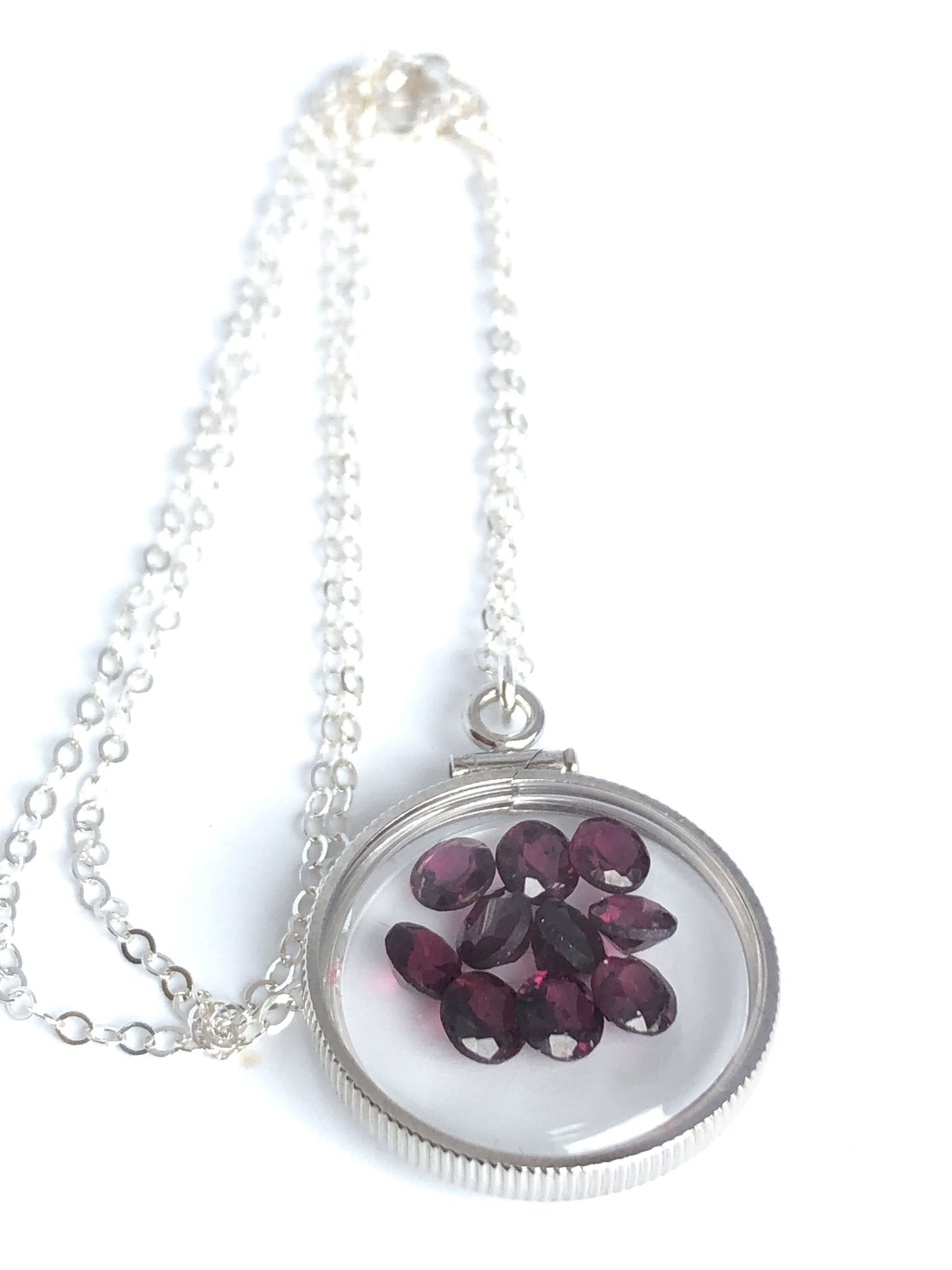 Handmade Garnet Sterling Silver shaker locket with 4.16 CTW natural gems, January birthstone Customize one for your Mother's Day! just ask