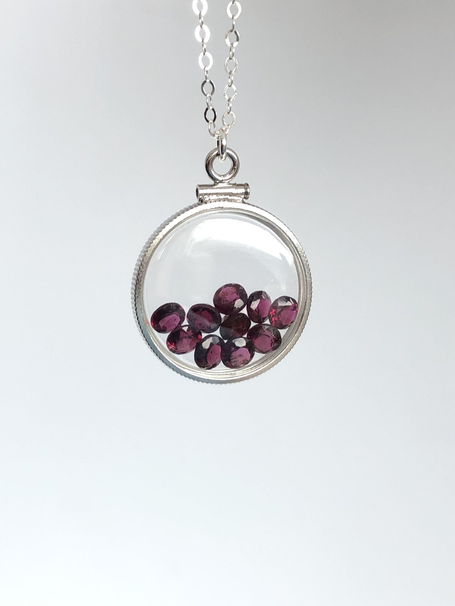 Handmade Garnet Sterling Silver shaker locket with 4.16 CTW natural gems, January birthstone Customize one for your Mother's Day! just ask