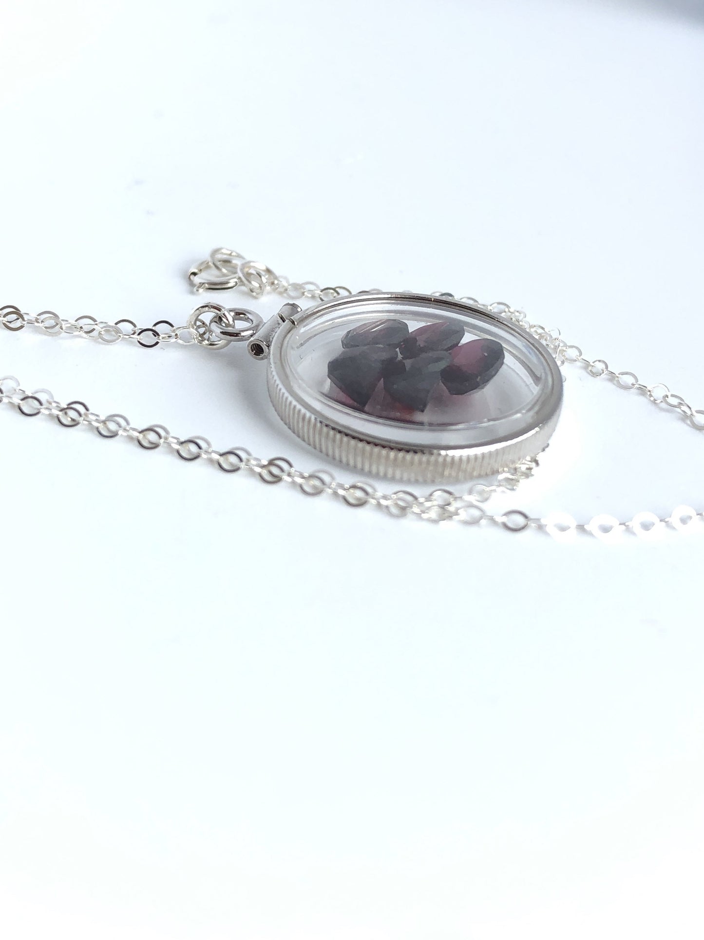 Handmade Garnet Silver Shaker Locket w/ 3.55 CTW genuine garnets. January Birthstone. Customize one for your Mother's Day! Just ask me