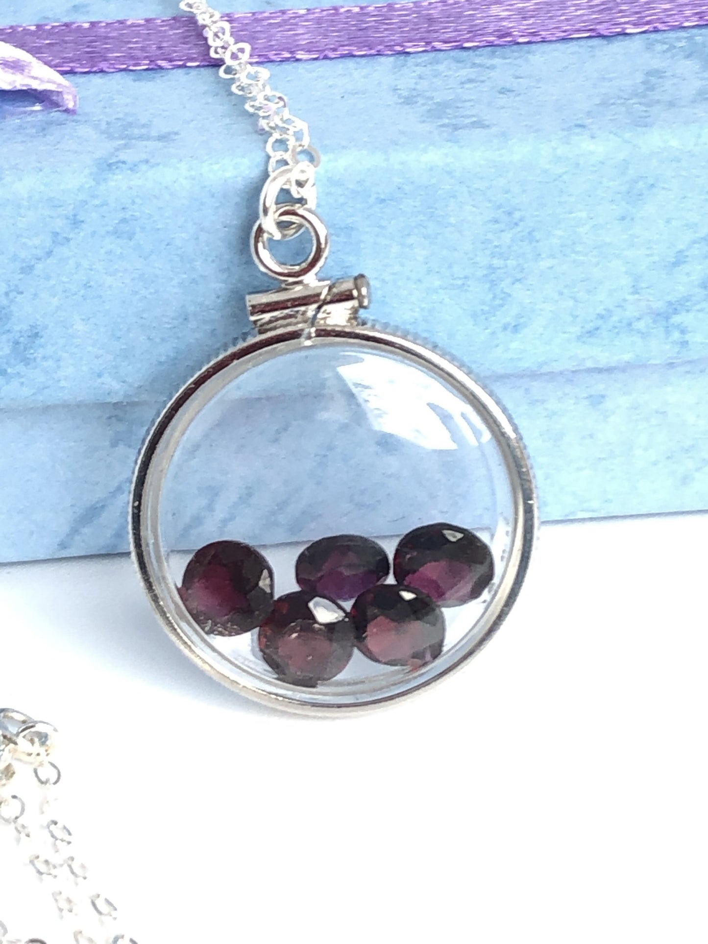 Handmade Garnet Silver Shaker Locket w/ 3.55 CTW genuine garnets. January Birthstone. Customize one for your Mother's Day! Just ask me