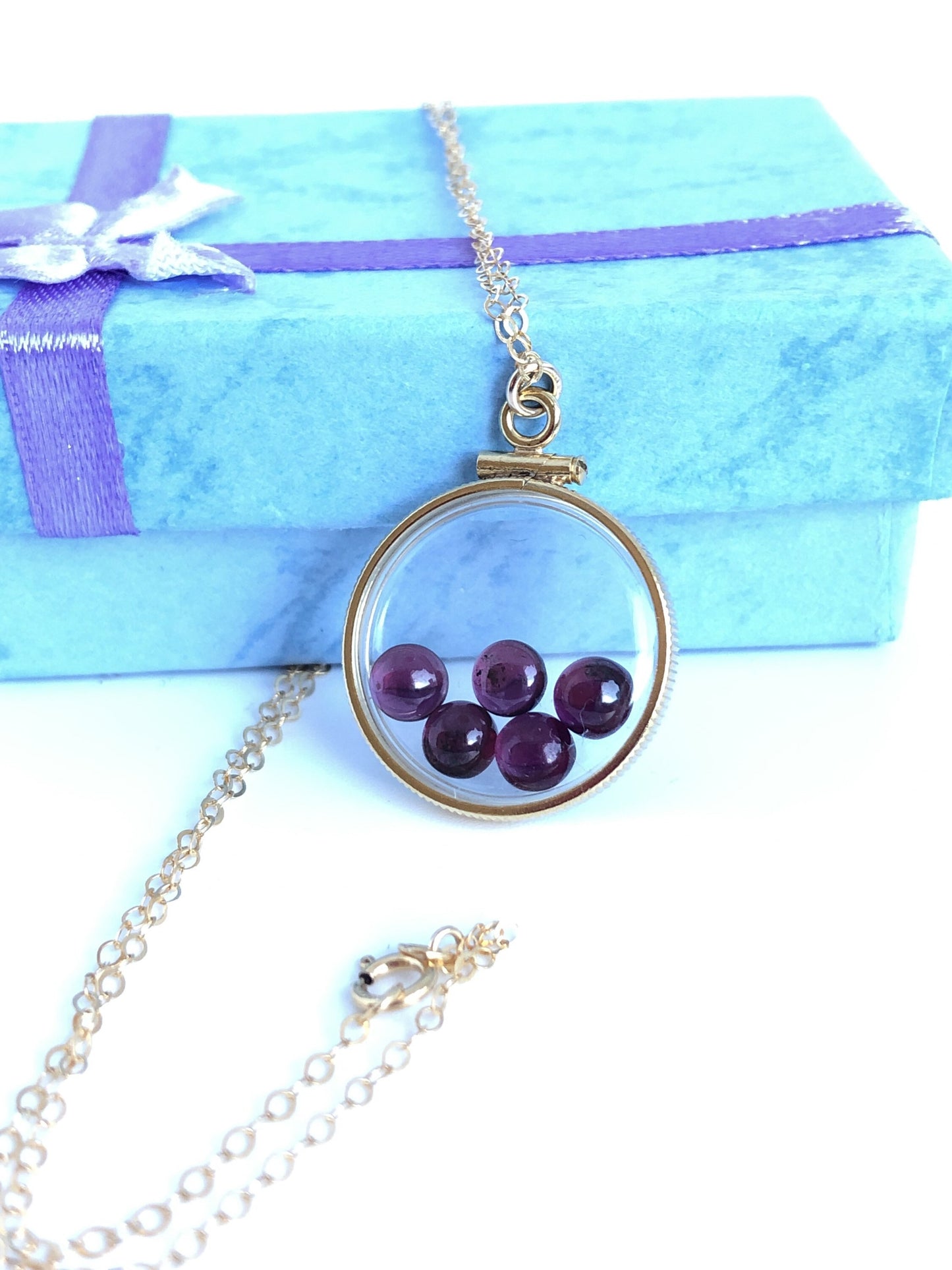 Handmade Red Garnet Shaker Locket,14k gold filled shaker w/ 3.98 CTW natural gems, January birthstone customize one for your mom? ask me how