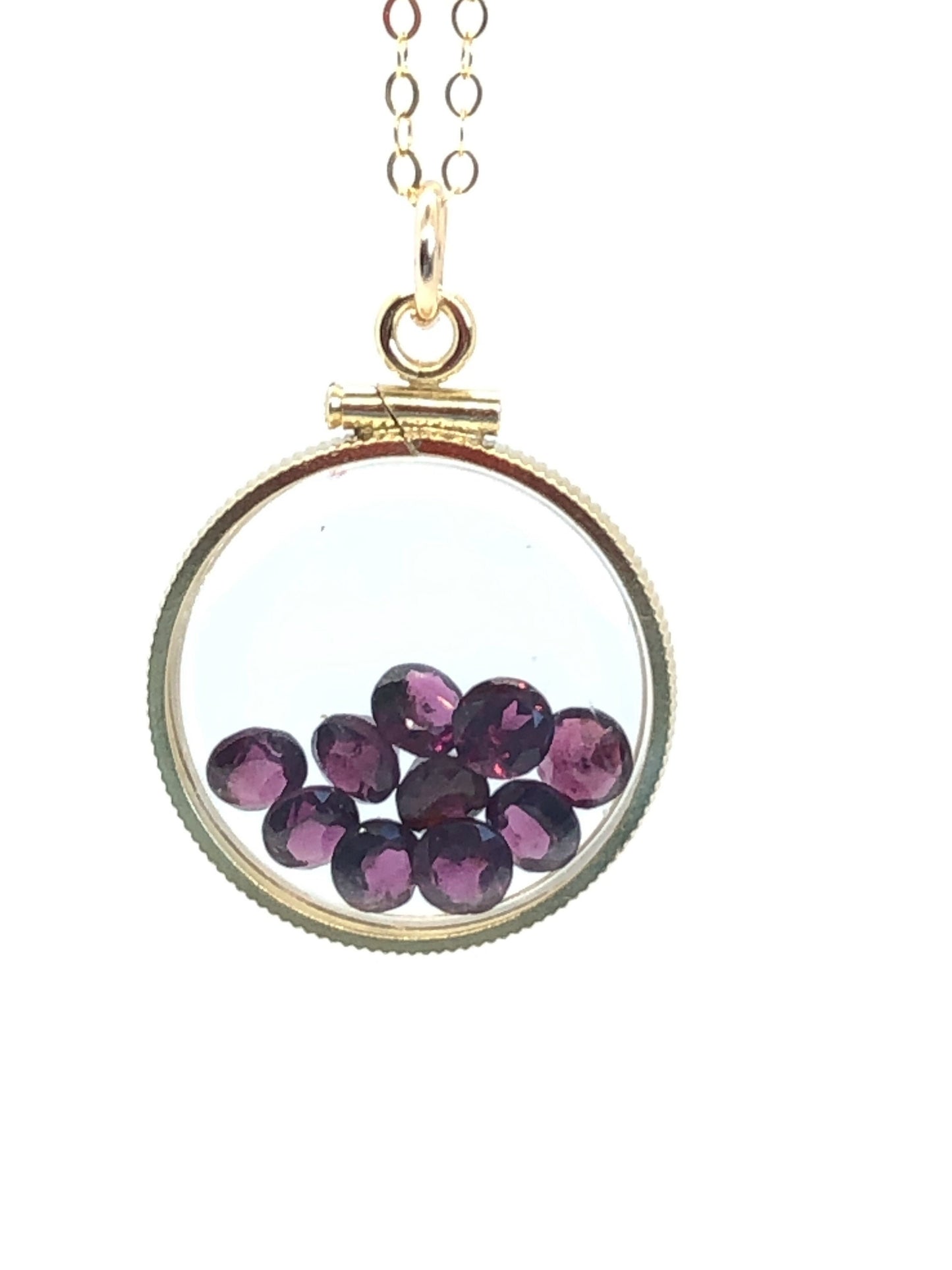 Handmade Garnet Shaker Locket 14k gold filled w/ 4.16 CTW beautiful gems , January birthstone customize one for your Mother's Day! ask me
