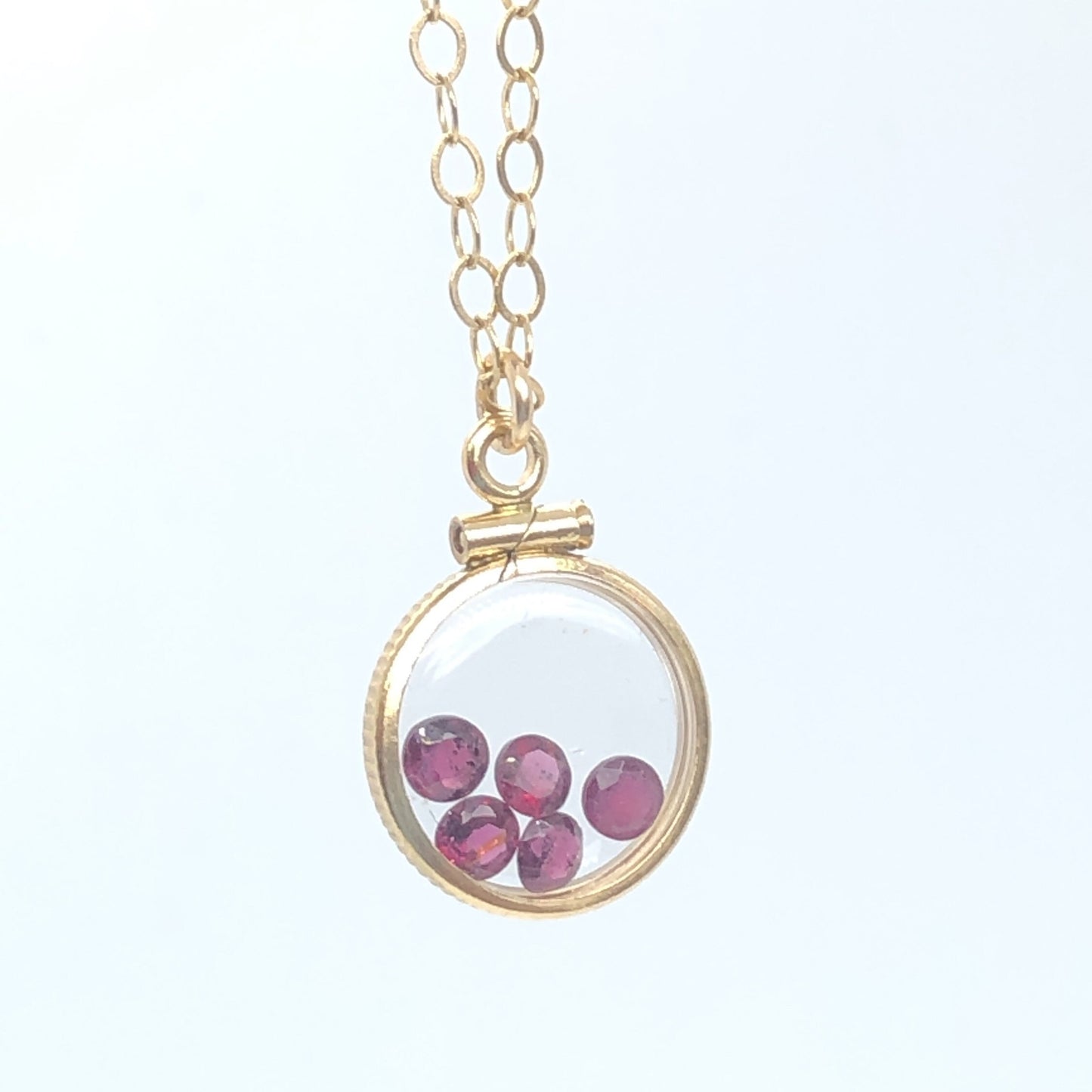 Dainty Handmade Garnet Shaker Locket ,14k gold filled w .91 CTW of gems, January birthstone Customize one for your Mother's Day? Just ask