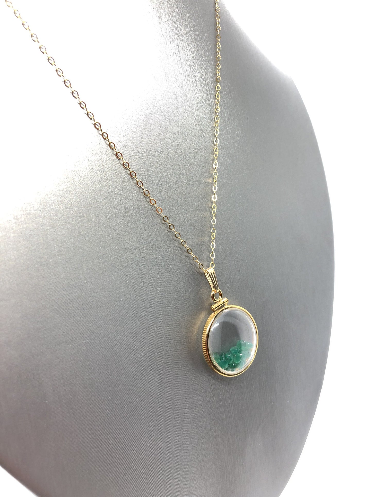 Vintage Emerald Shaker Locket 12k gold filled with beautiful May Birthstone, New Old Stock, Customer can custom create for Mother’s day