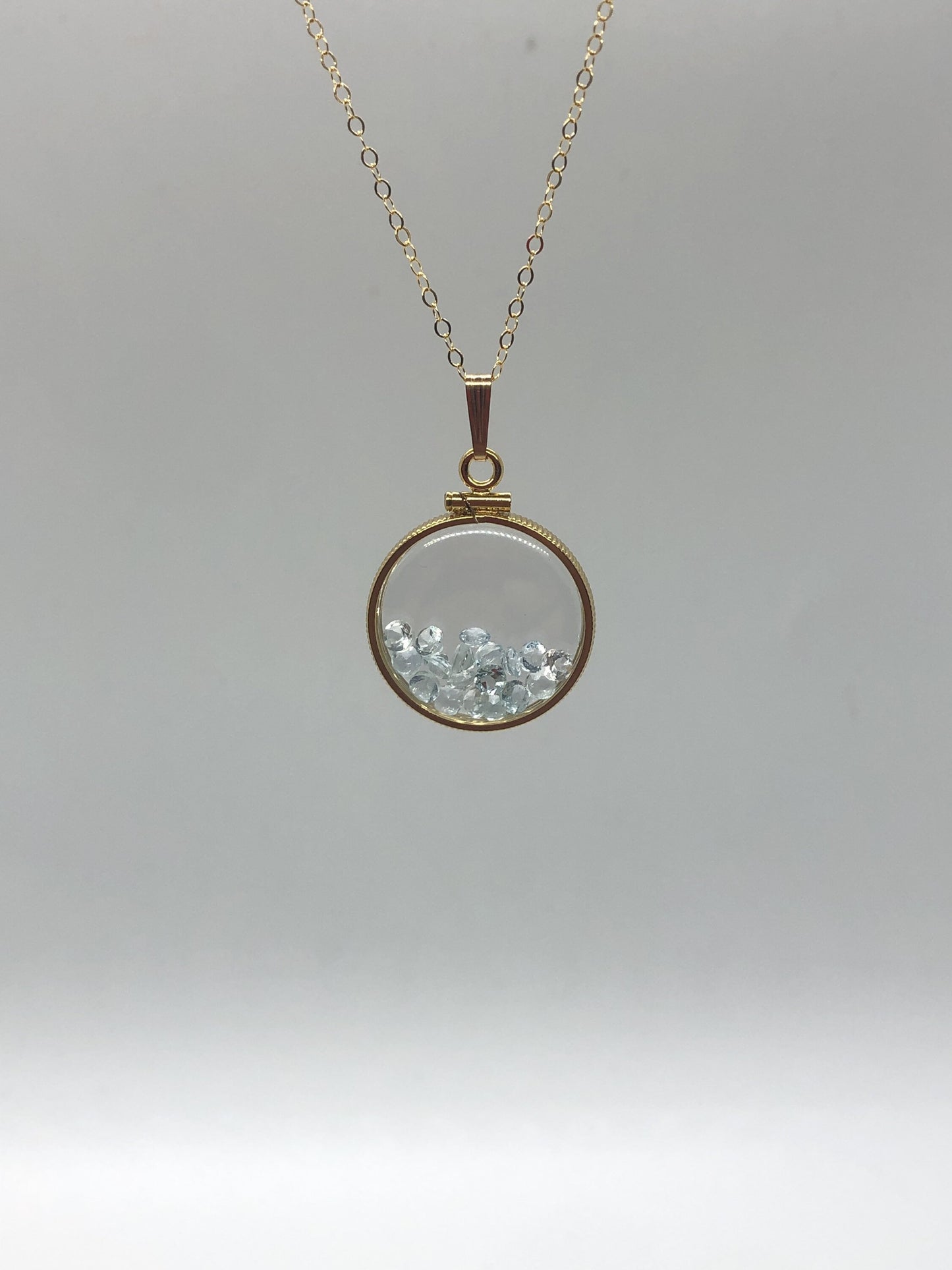 Handmade 2.0 TCW Aquamarine Shaker Locket 14k gold filled or Sterling Silver with March Birthstone