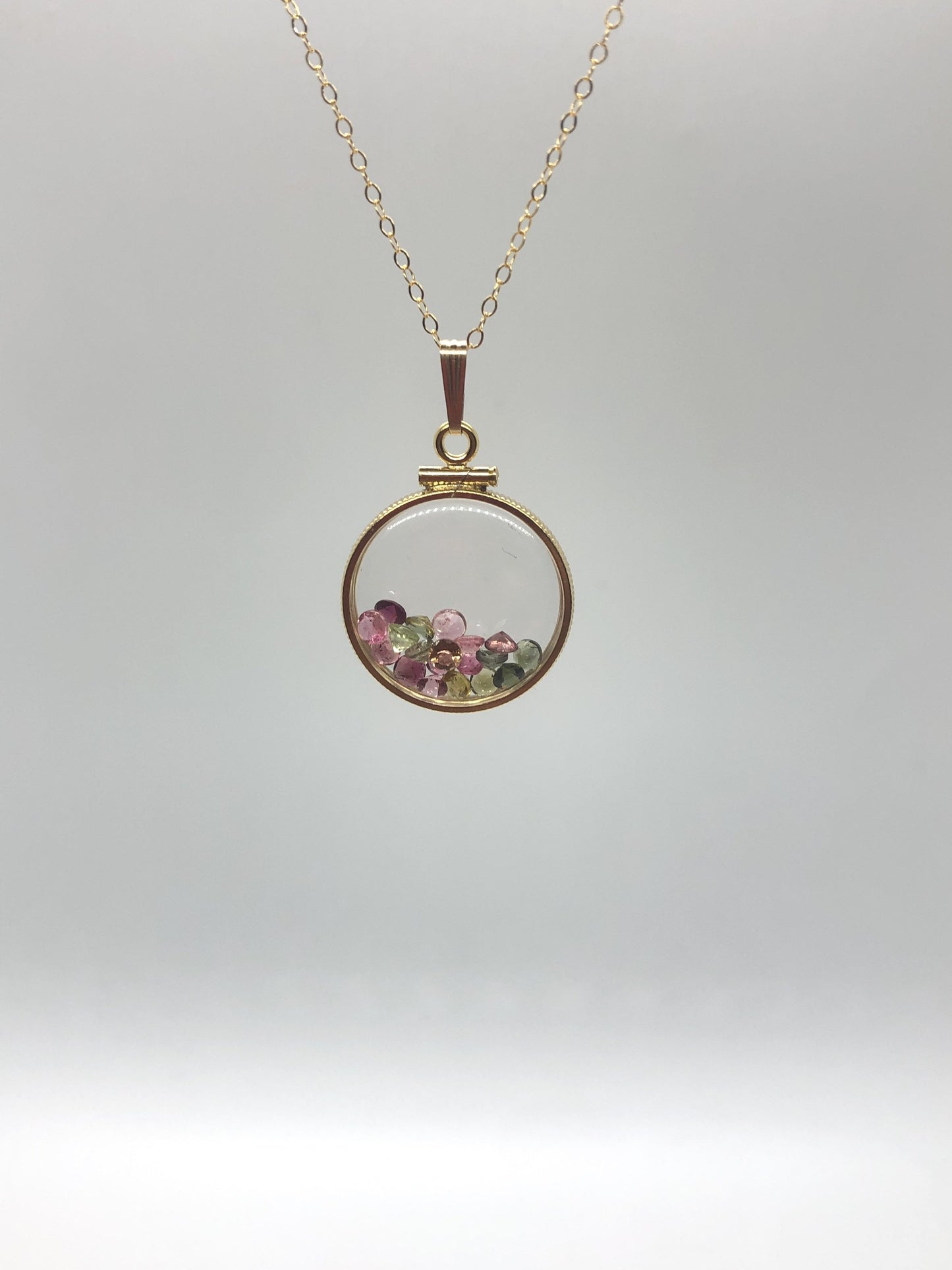 Handmade Tourmaline Shaker Locket 14k gold filled or Silver w/beautiful October Birthstone, you can custom create a locket for Mother’s day