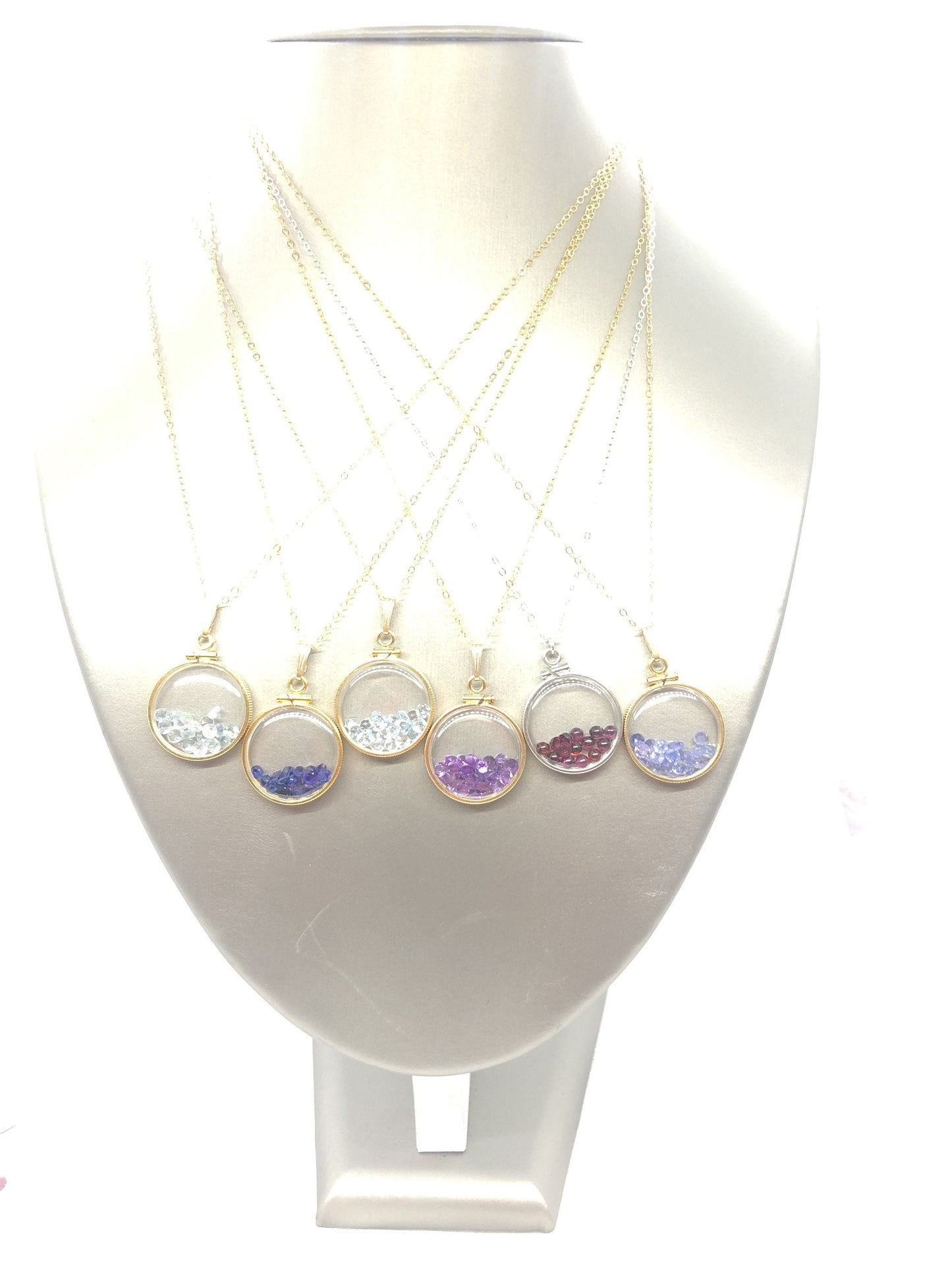 Customizable, Shaker Locket 14k GF or silver w/ your choice of beautiful birthstones, custom created by YOU