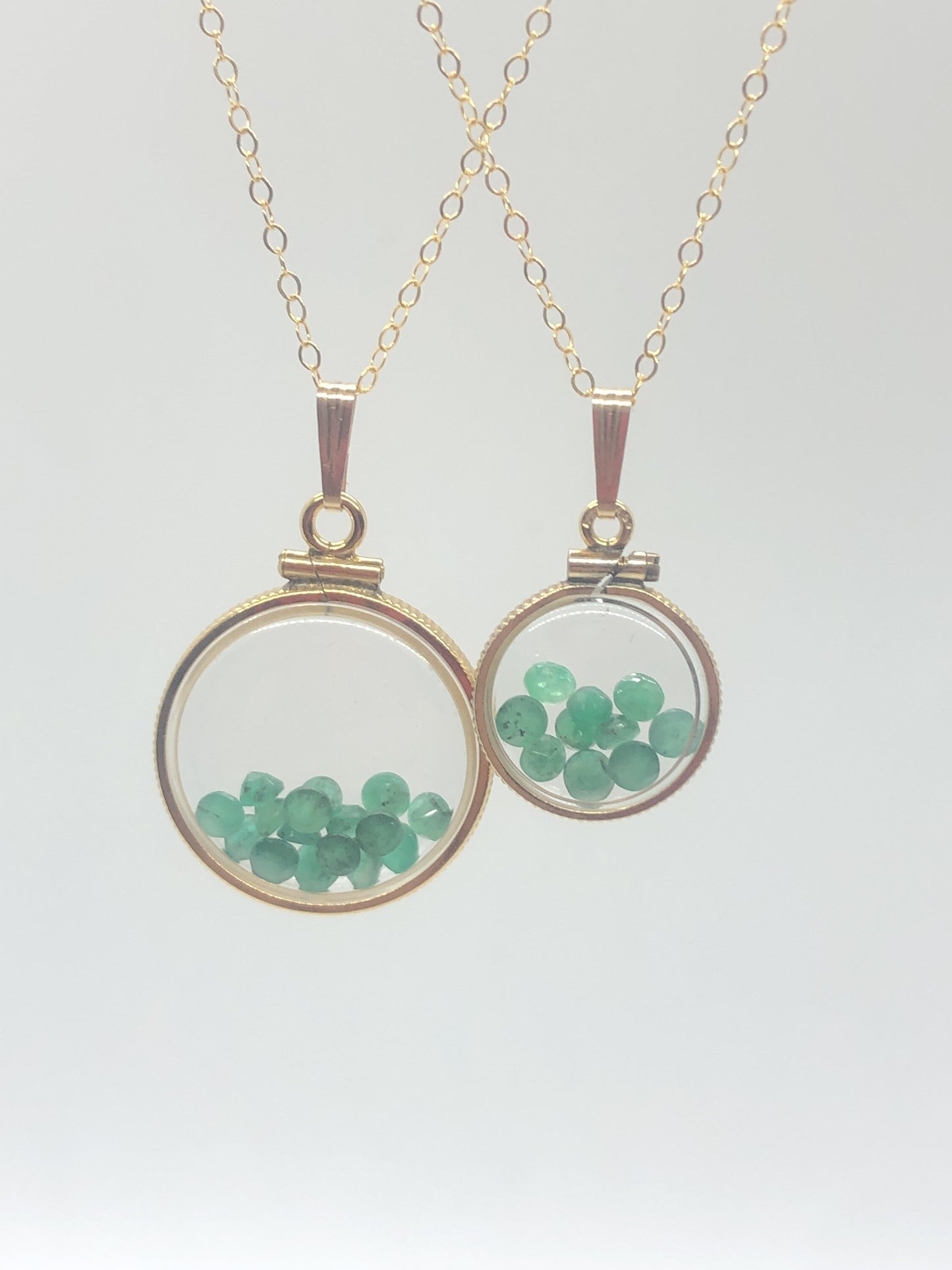 Vintage Emerald shaker Locket 14k gold filled, 50 year old New Stock, 20mm or 15 mm Customize one for your Mother's Day
