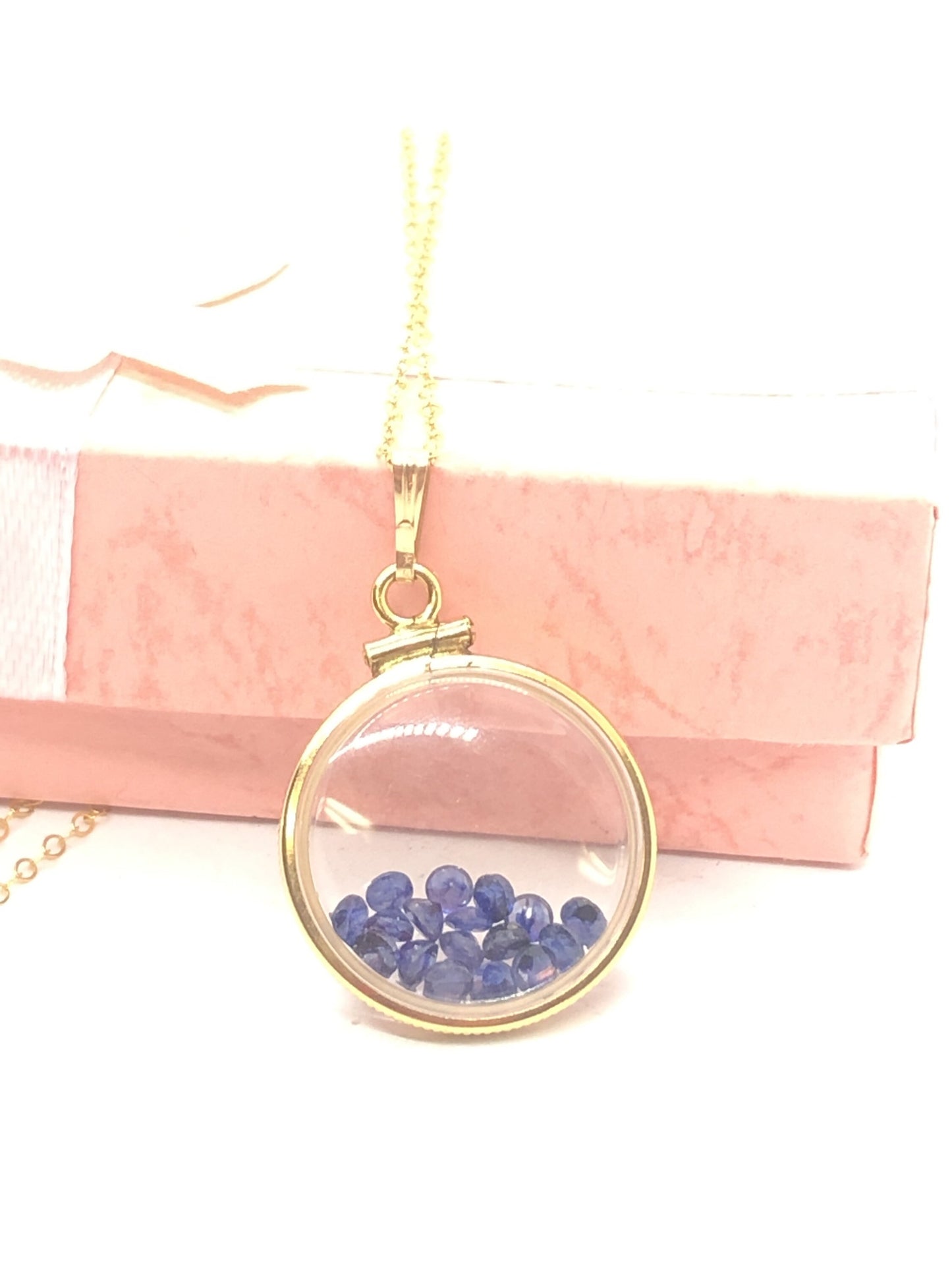 Vintage Sapphire shaker Locket 12k gold filled, 50 year old New Stock, 20mm or 15 mm September Birthstone, Mother's Day