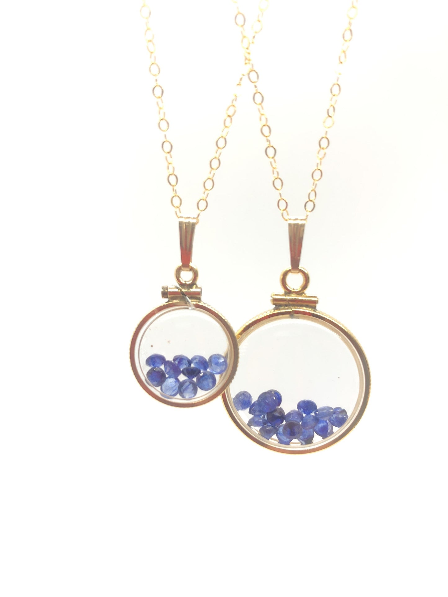 Vintage Sapphire shaker Locket 12k gold filled, 50 year old New Stock, 20mm or 15 mm September Birthstone, Mother's Day
