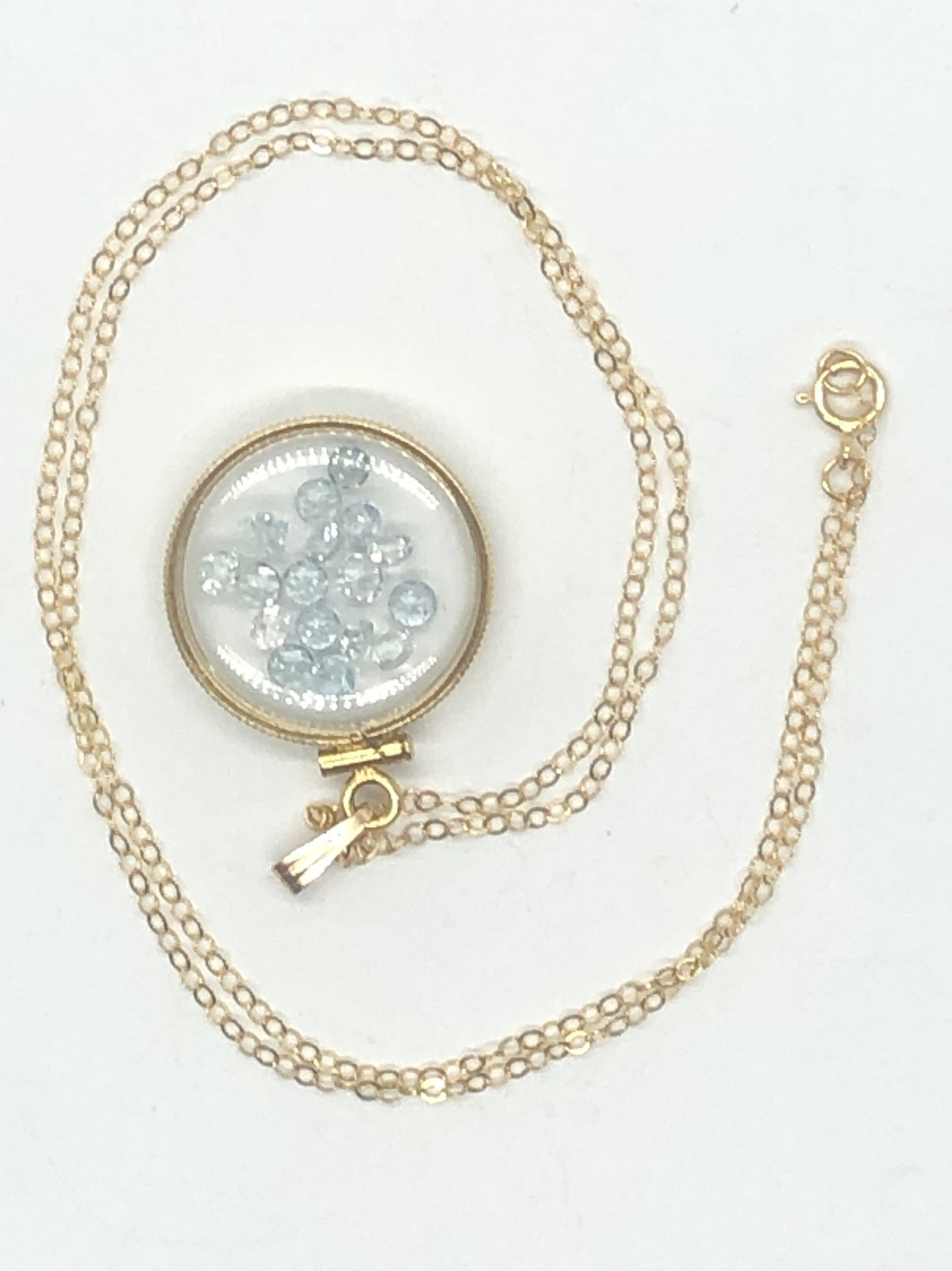 Handmade 2.0 TCW Aquamarine Shaker Locket 14k gold filled or Sterling Silver with March Birthstone