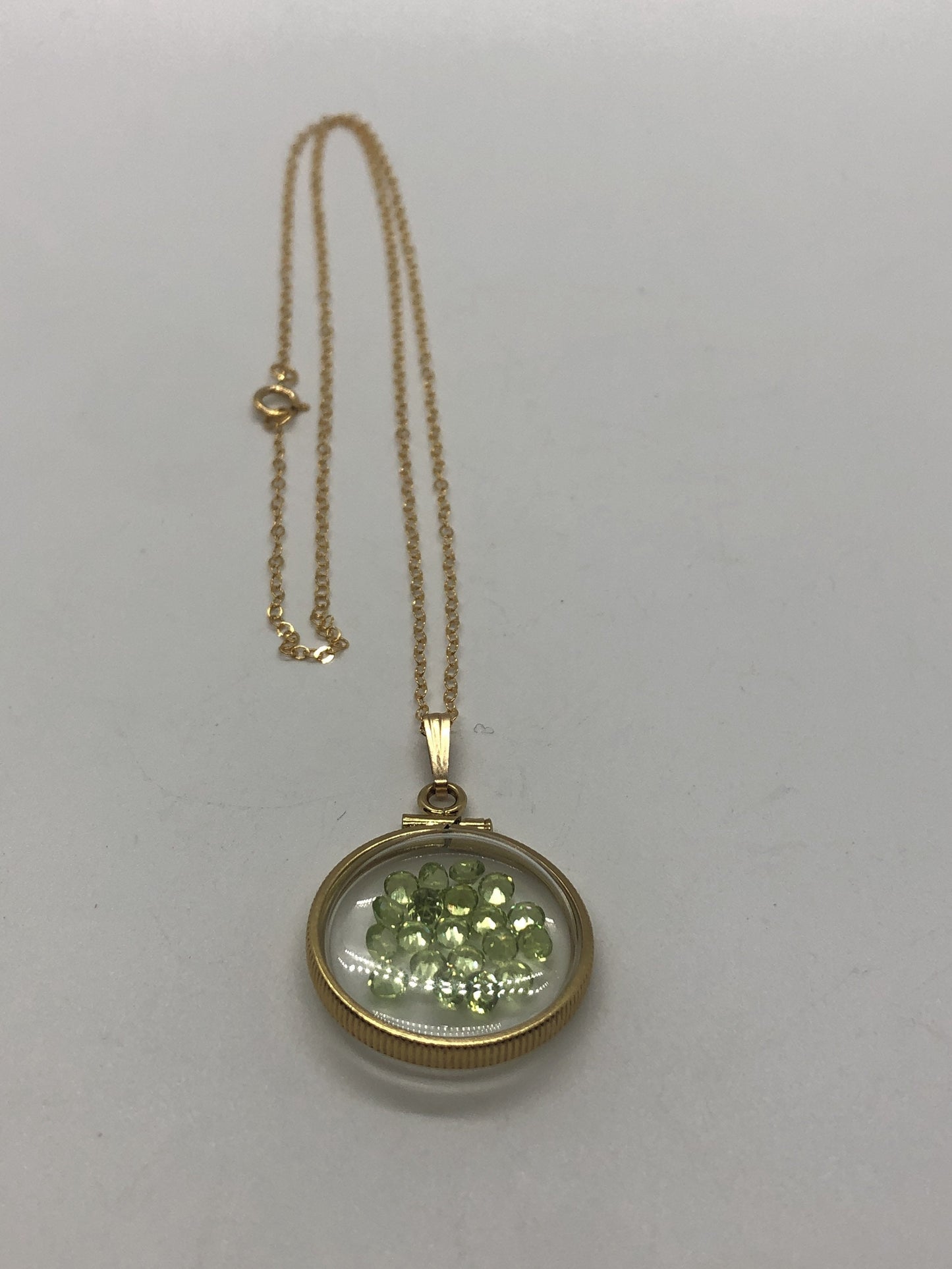 Handmade Peridot Shaker Locket 14k gold filled or Silver with beautiful August Birthstone, 2.0 TCW