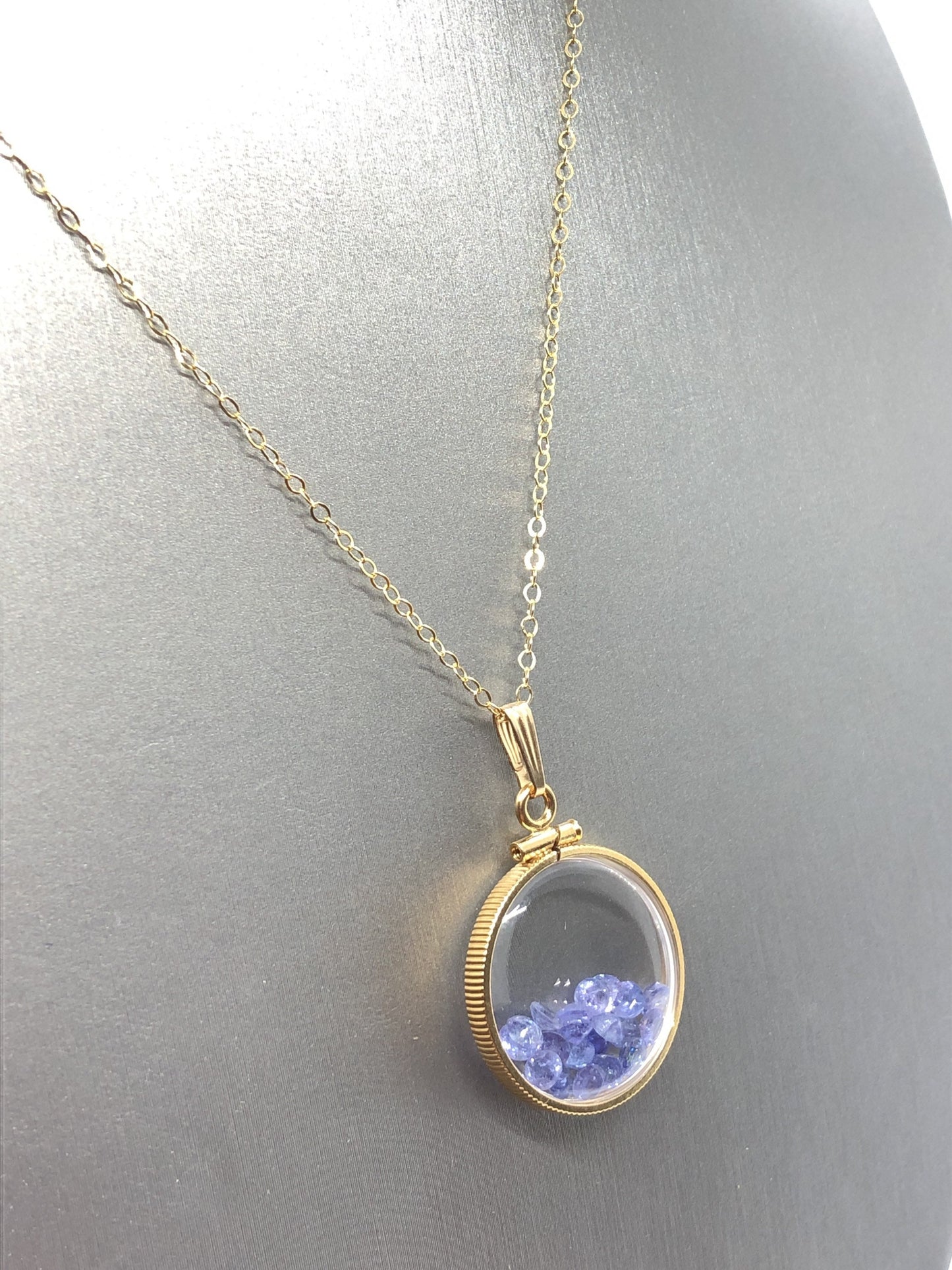 Handmade Tanzanite Shaker Locket 14k GF or Silver with beautiful December Birthstone, you can custom create a locket for Mother’s day