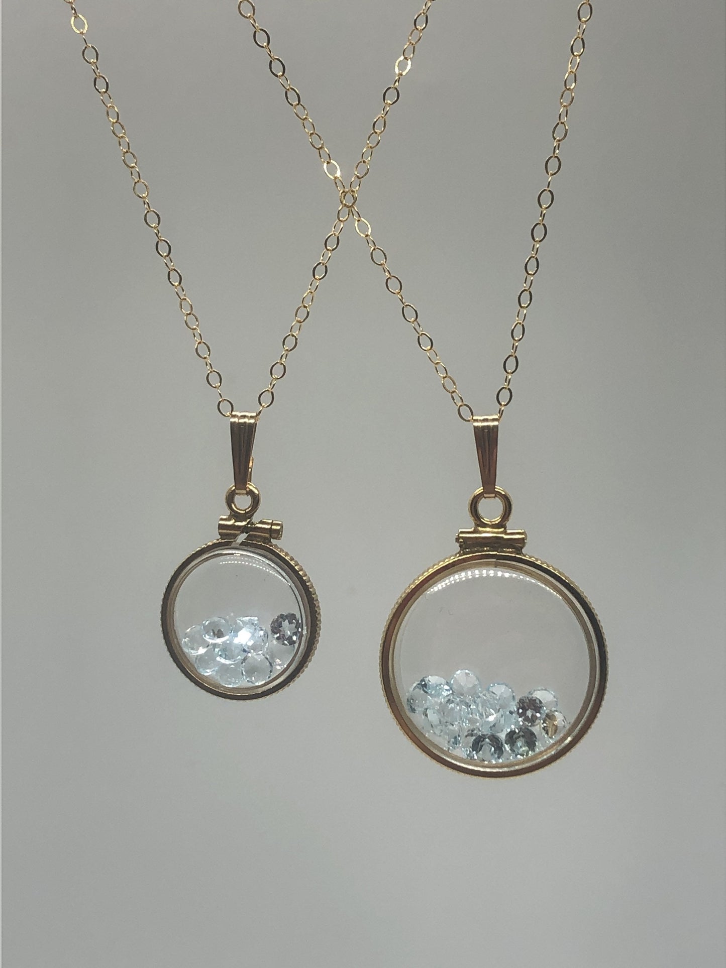 Vintage Blue Topaz shaker Locket 12k gold filled, 50 year old New old- Stock, 20mm or 15 mm size