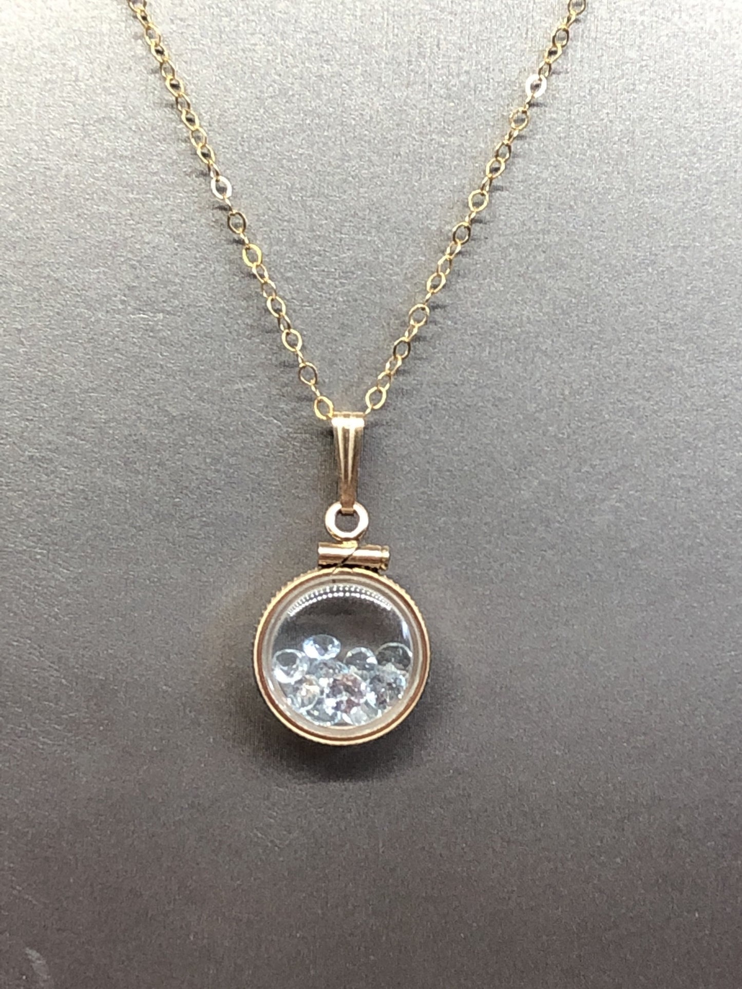 Handmade 1.1 TCW Aquamarine Shaker Locket 14k gold filled or sterling silver with March Birthstone