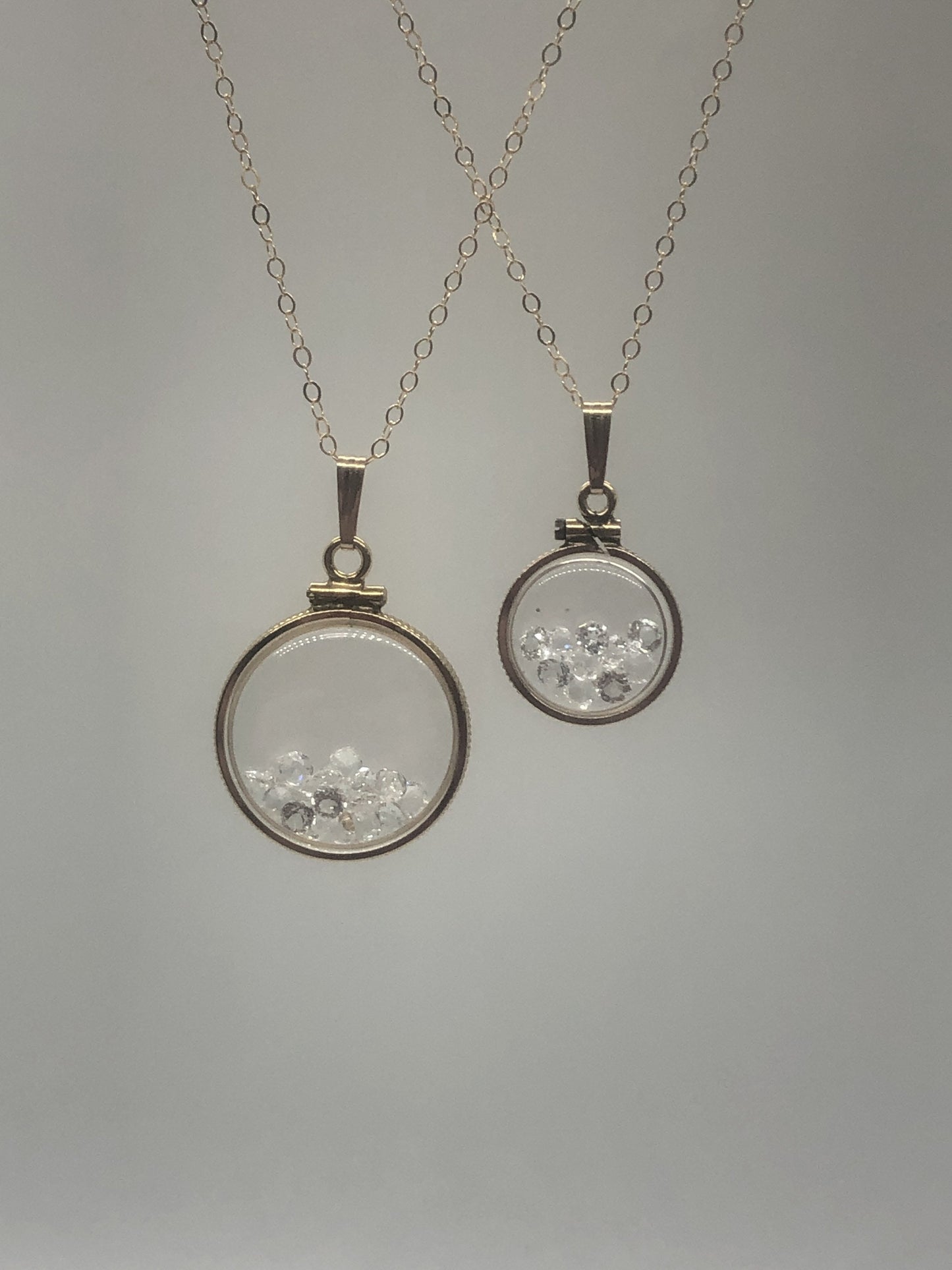 Vintage White Topaz shaker Locket 12k gold filled, 50 year old New Stock, 20mm or 15 mm April Birthstone, Mother's Day