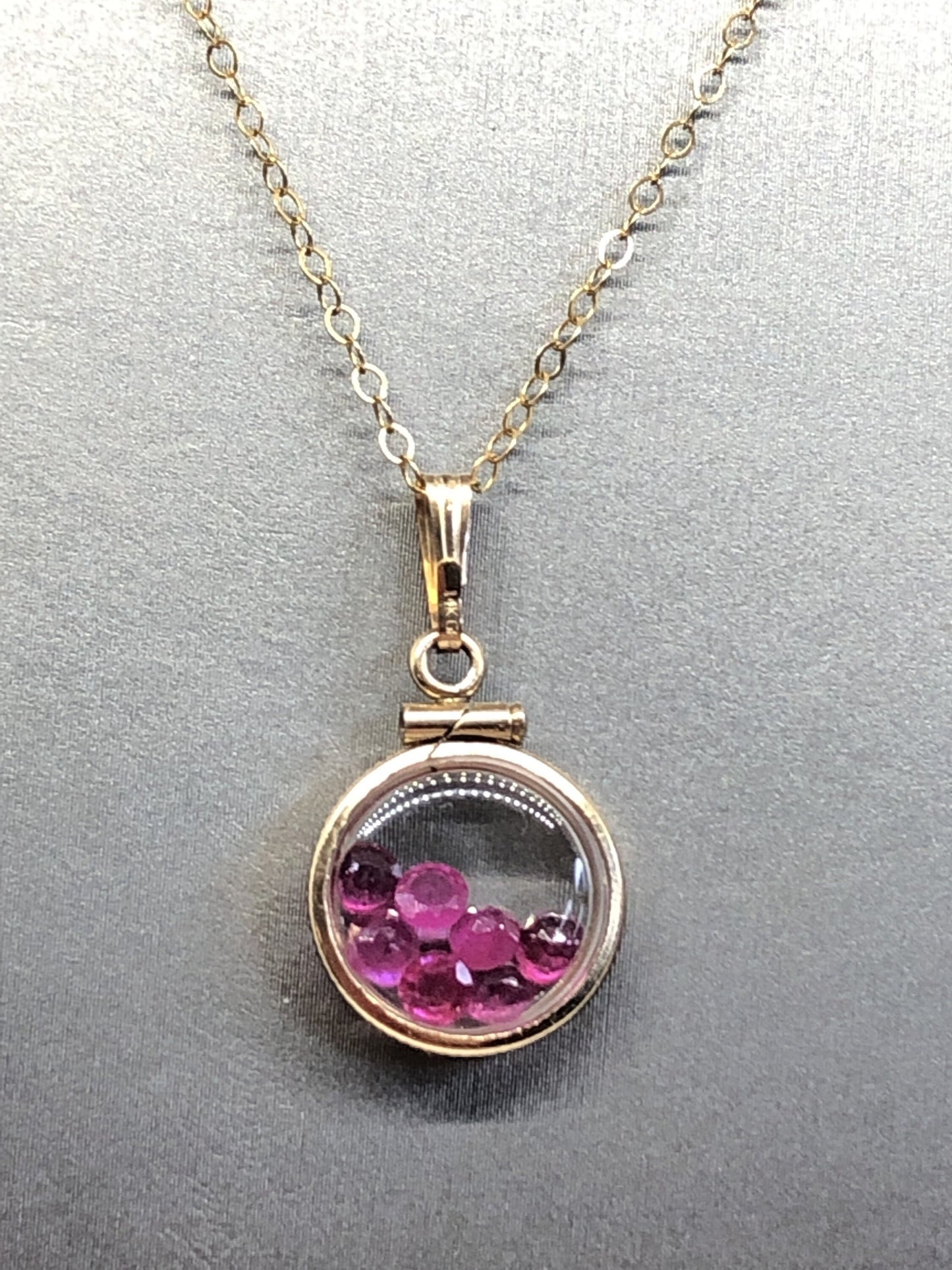 Handmade Ruby Shaker Locket 14k gold filled or silver silver with beautiful July Birthstone, 1.26 TCW