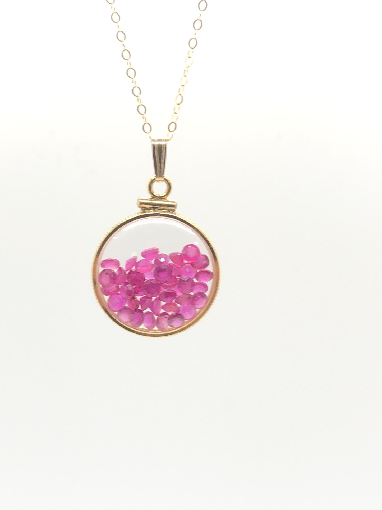 Custom made 40 Ruby Vintage shaker Locket 12k gold filled, 50 year old New Stock, 20mm.