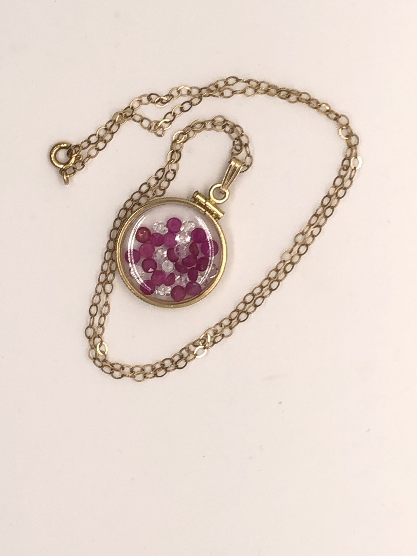 Handmade 5.6 tcw Ruby + Topaz Shaker Locket 14k gold filled/silver w/ beautiful July Birthstone