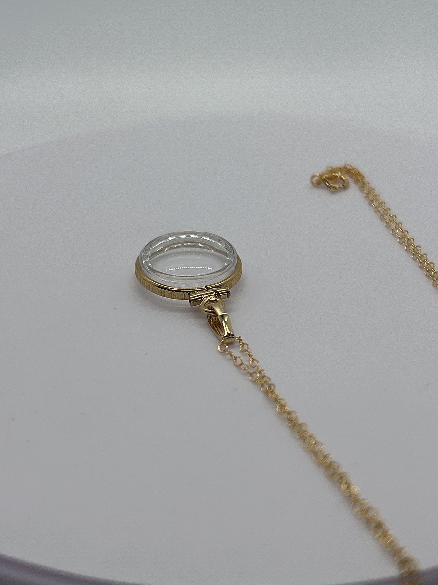Solid 14k gold REVERSIBLE 16mm Empty Diamond Edge Handmade shaker Locket w/free SCREW DRIVER with chain, add your treasure. Custom create