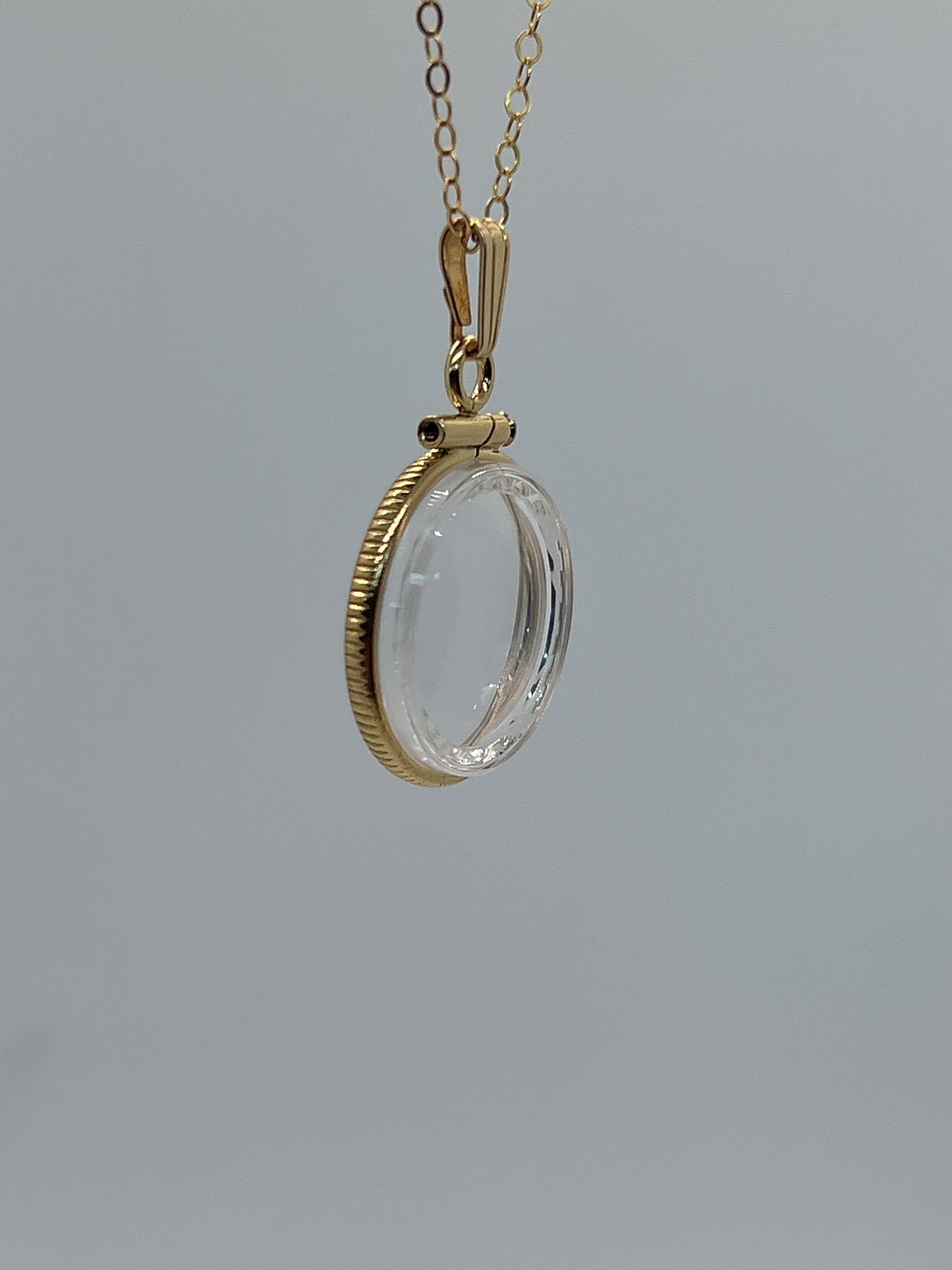 Empty Customizable Dime Sized Diamond edge Handmade 14k Gold Filled Shaker Locket Necklace w/ Free Screwdriver Waiting For small treasure.