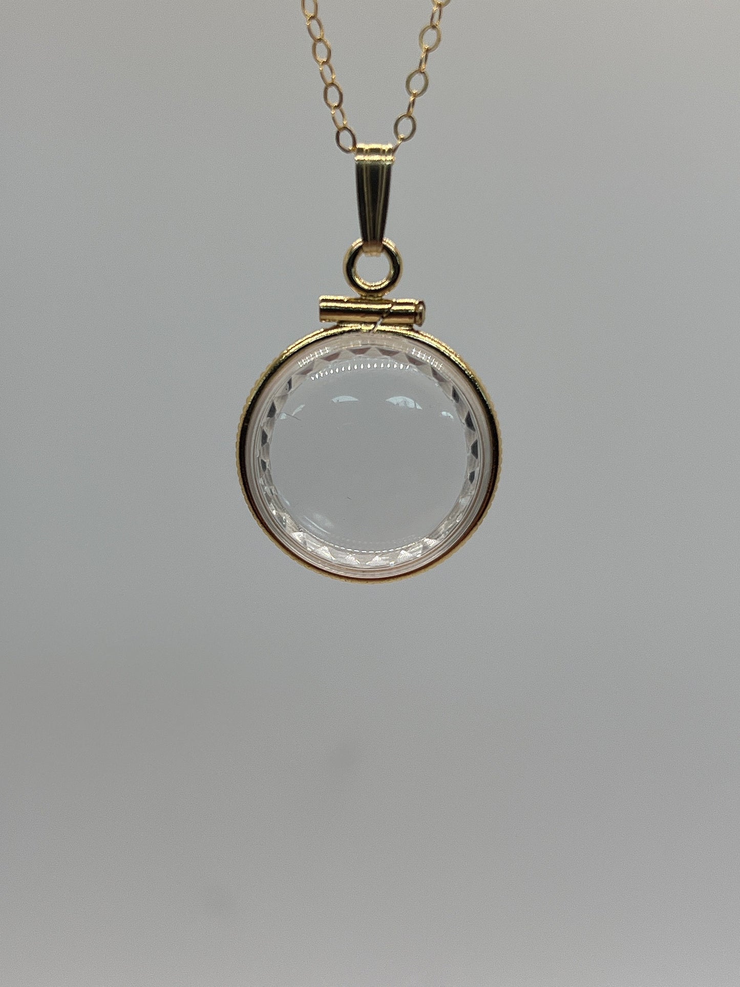 Empty Customizable Dime Sized Diamond edge Handmade 14k Gold Filled Shaker Locket Necklace w/ Free Screwdriver Waiting For small treasure.