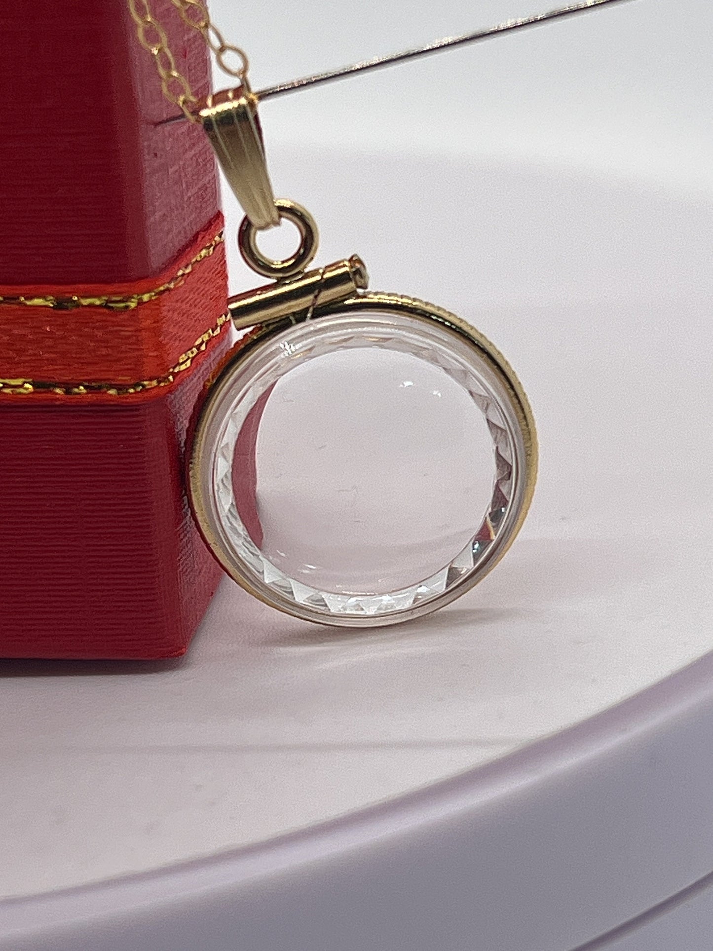Empty Customizable Dime Sized Diamond edge Handmade 14k Gold Filled Shaker Locket Necklace w/ Free Screwdriver Waiting For small treasure.