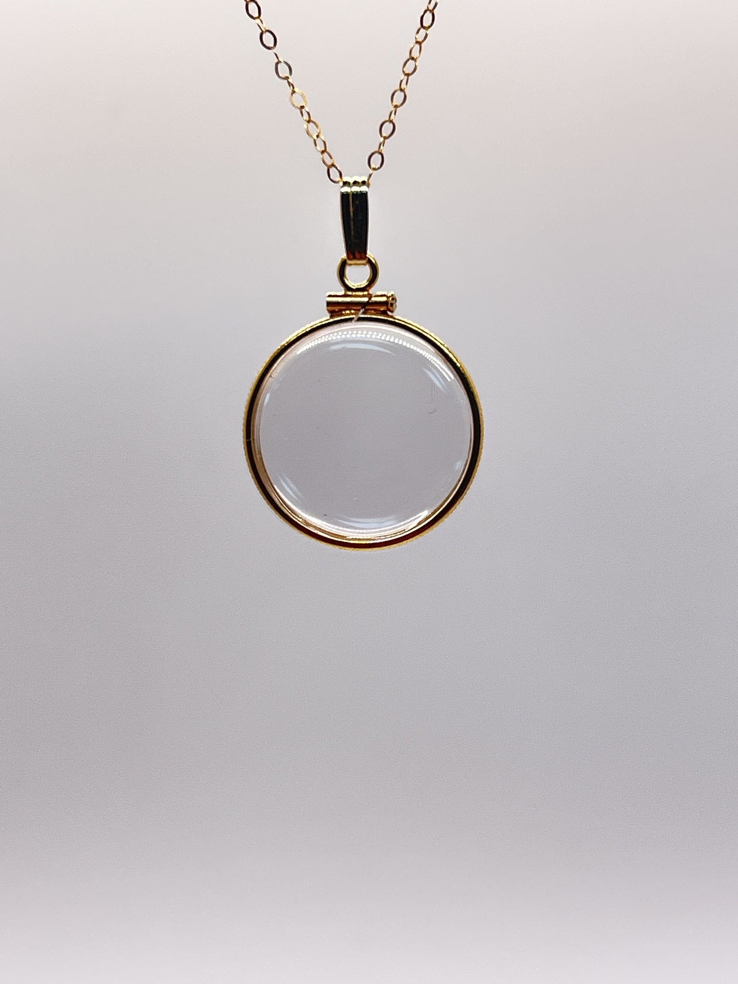 Solid 14k gold Empty large 21.5 mm Handmade shaker Locket w/ FREE small SCREW DRIVER waiting for your little treasures, with chain