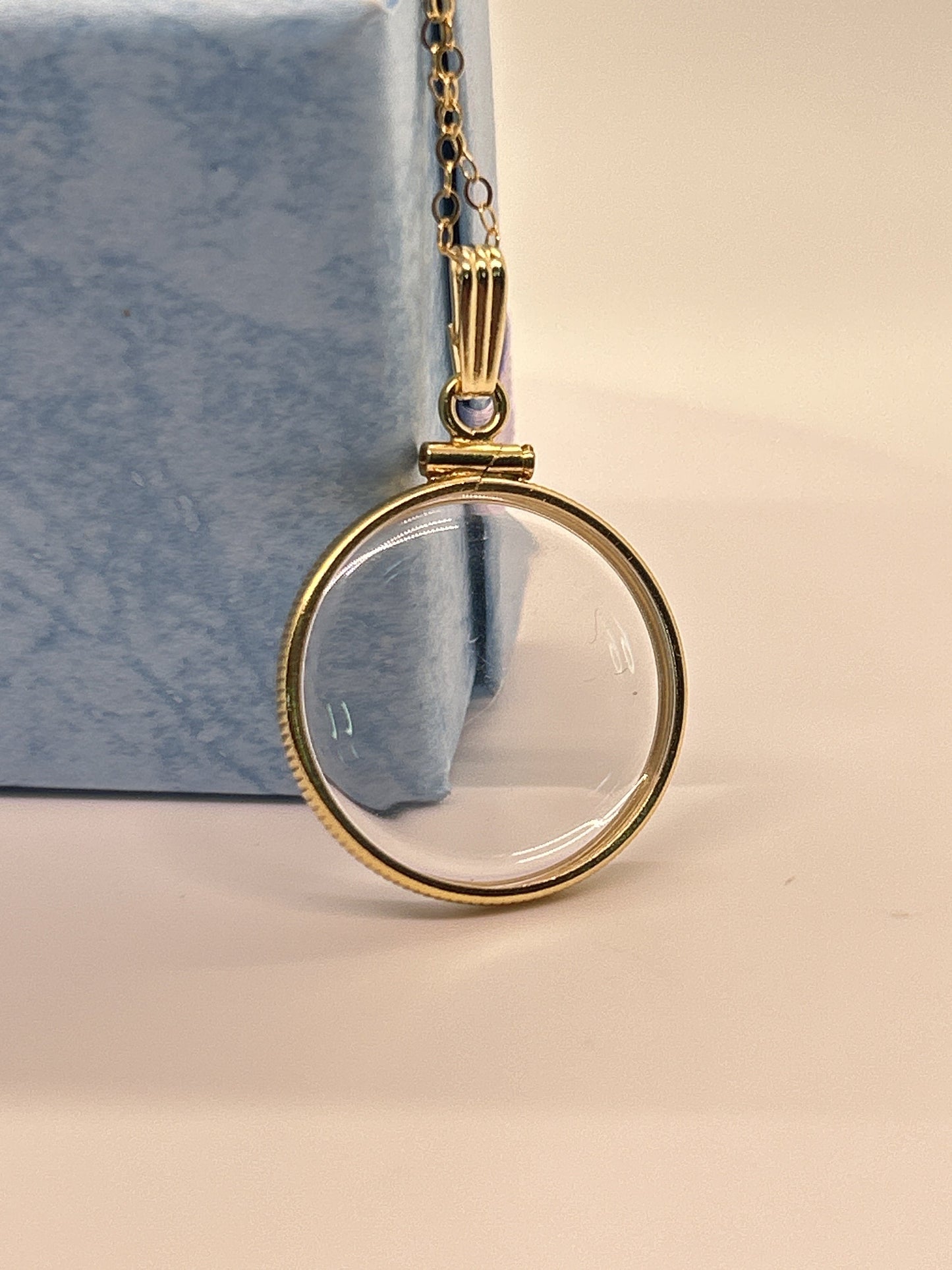 Solid 14k gold Empty large 21.5 mm Handmade shaker Locket w/ FREE small SCREW DRIVER waiting for your little treasures, with chain