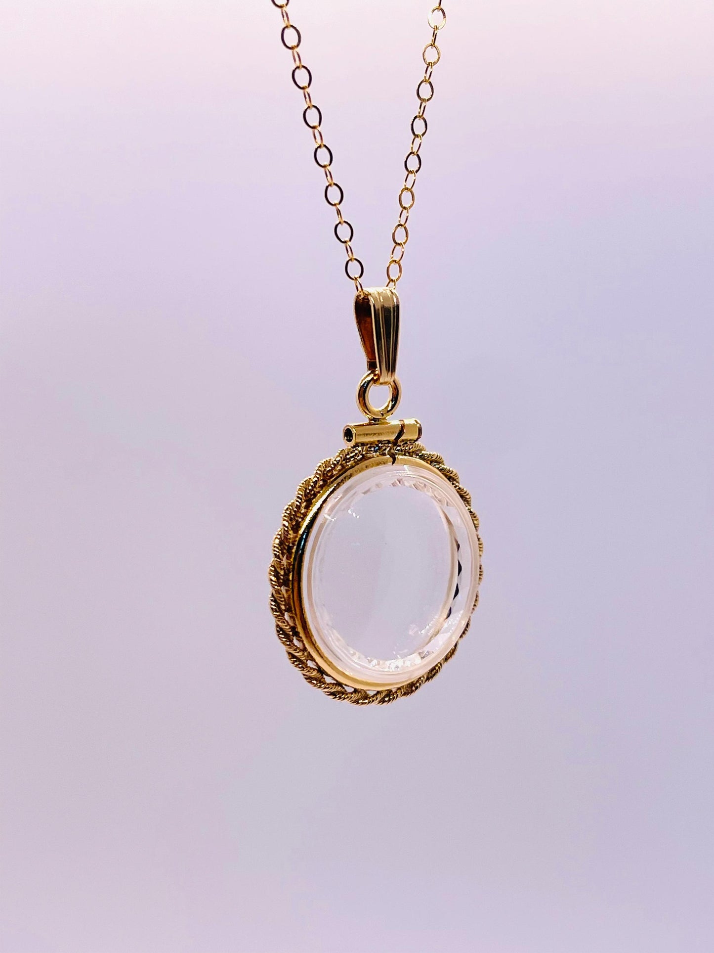 Empty Customizable 18mm Handmade 14k Gold Filled Rope Edge Diamond Cut Shaker Locket Necklace w/ Free Screwdriver