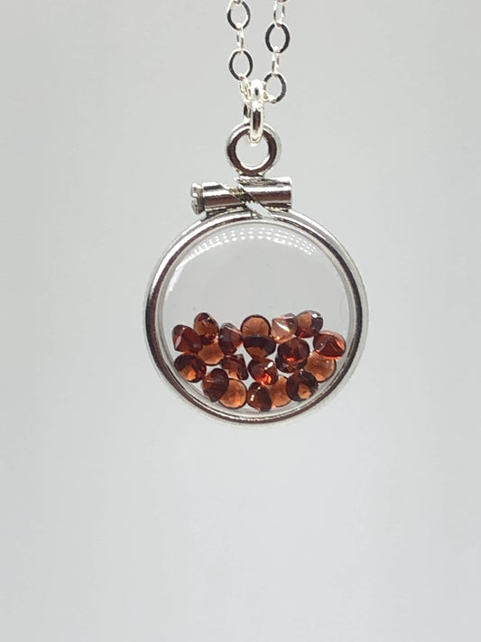 Handmade garnet/sterling silver shaker locket with 0.85 TCW of beautiful  genuine gems  January birthstone, dainty, Make one for MOM?ask me
