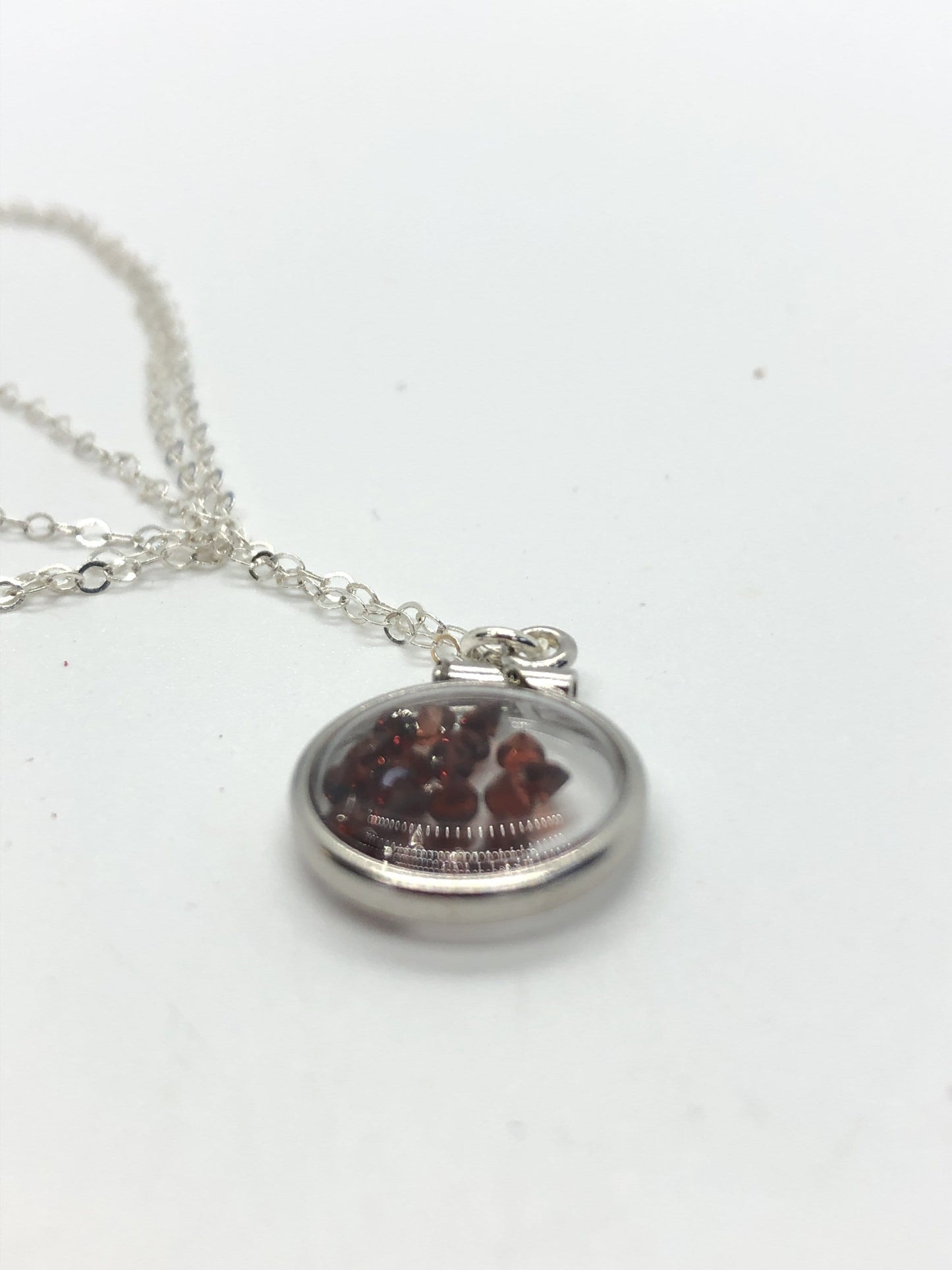 Handmade garnet/sterling silver shaker locket with 0.85 TCW of beautiful  genuine gems  January birthstone, dainty, Make one for MOM?ask me