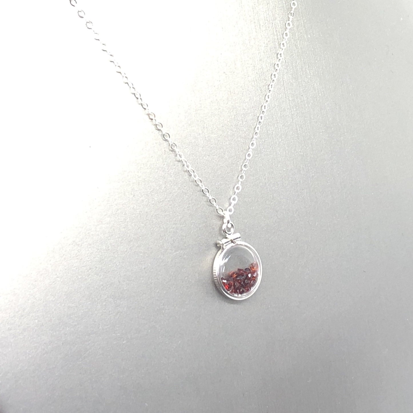 Handmade garnet/sterling silver shaker locket with 0.85 TCW of beautiful  genuine gems  January birthstone, dainty, Make one for MOM?ask me
