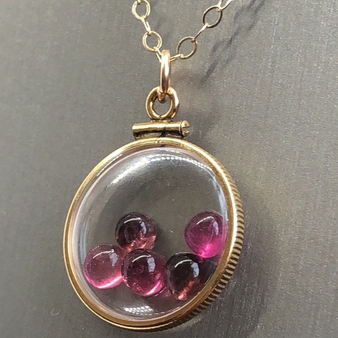 Vintage Tourmaline Shaker Locket  12k gold filled with natural gems. New Old Stock 50 years old Limited supply while last