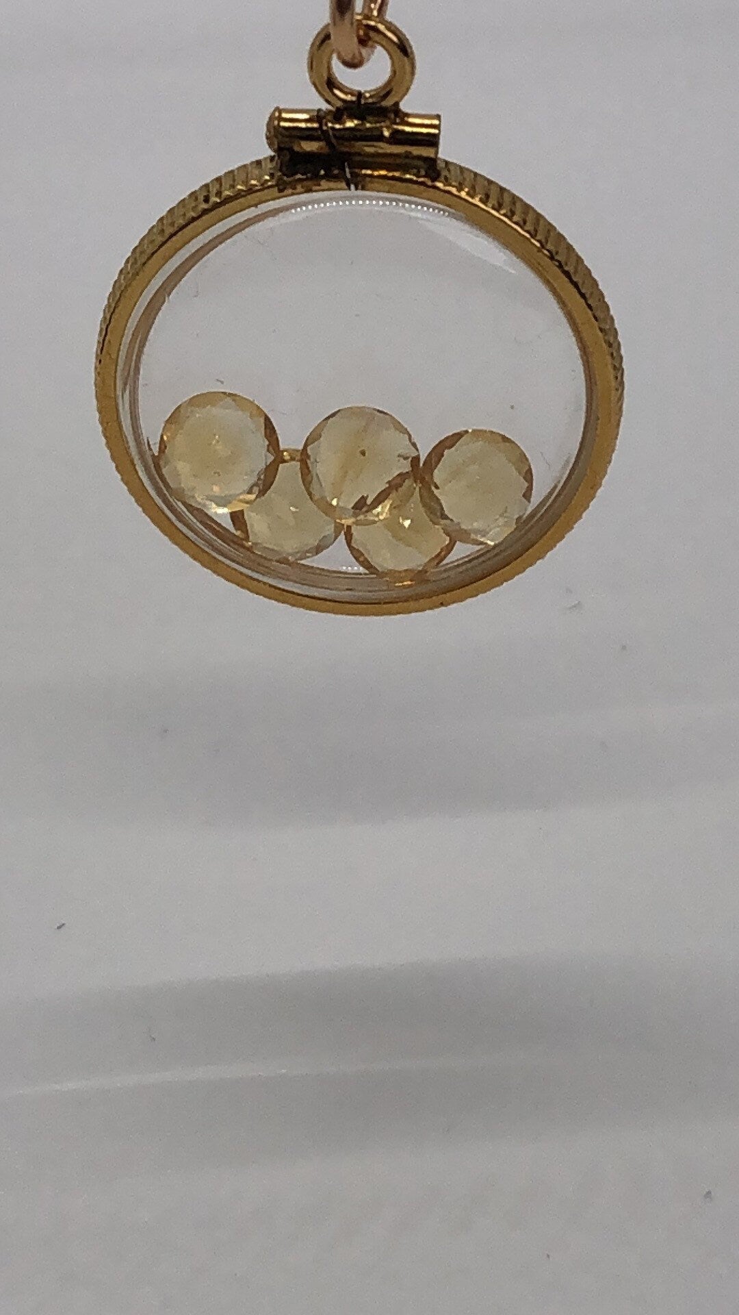 Vintage Golden Citrine shaker locket filled with natural Brazilian Gemstones, Nov. Birthstone NEW old stock, Make 1 for your Mom