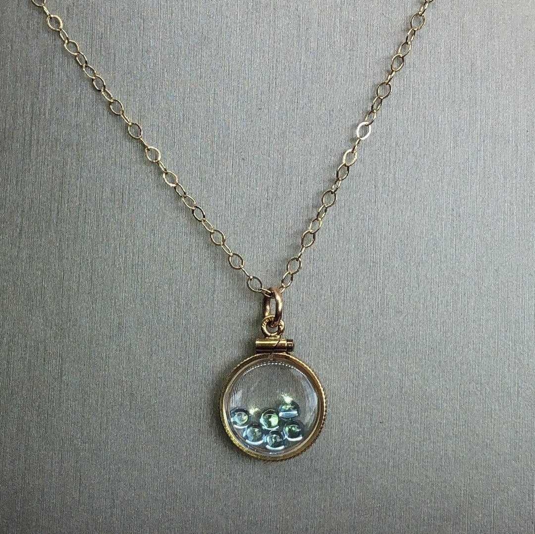 Vintage Baby Blue Natural Topaz Shaker Locket, gold filled with genuine gems. New Old Stock 50 years old! Limited supply Custom for mom? Ask