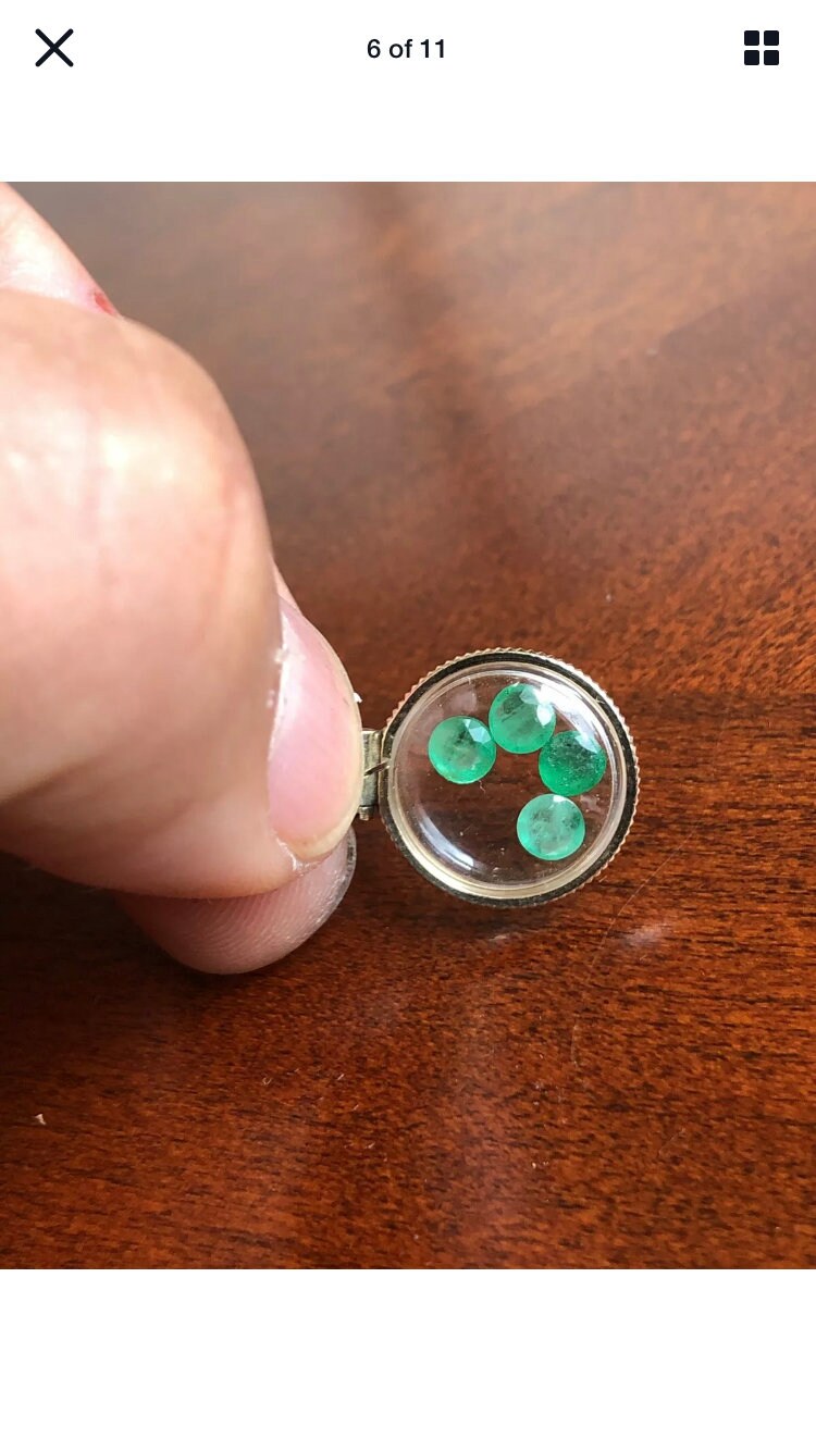 Vintage Emerald Shaker Locket, 12k gold filled, genuine Natural stones NEW OLD stock 50 years old. Make a locket for your MOM