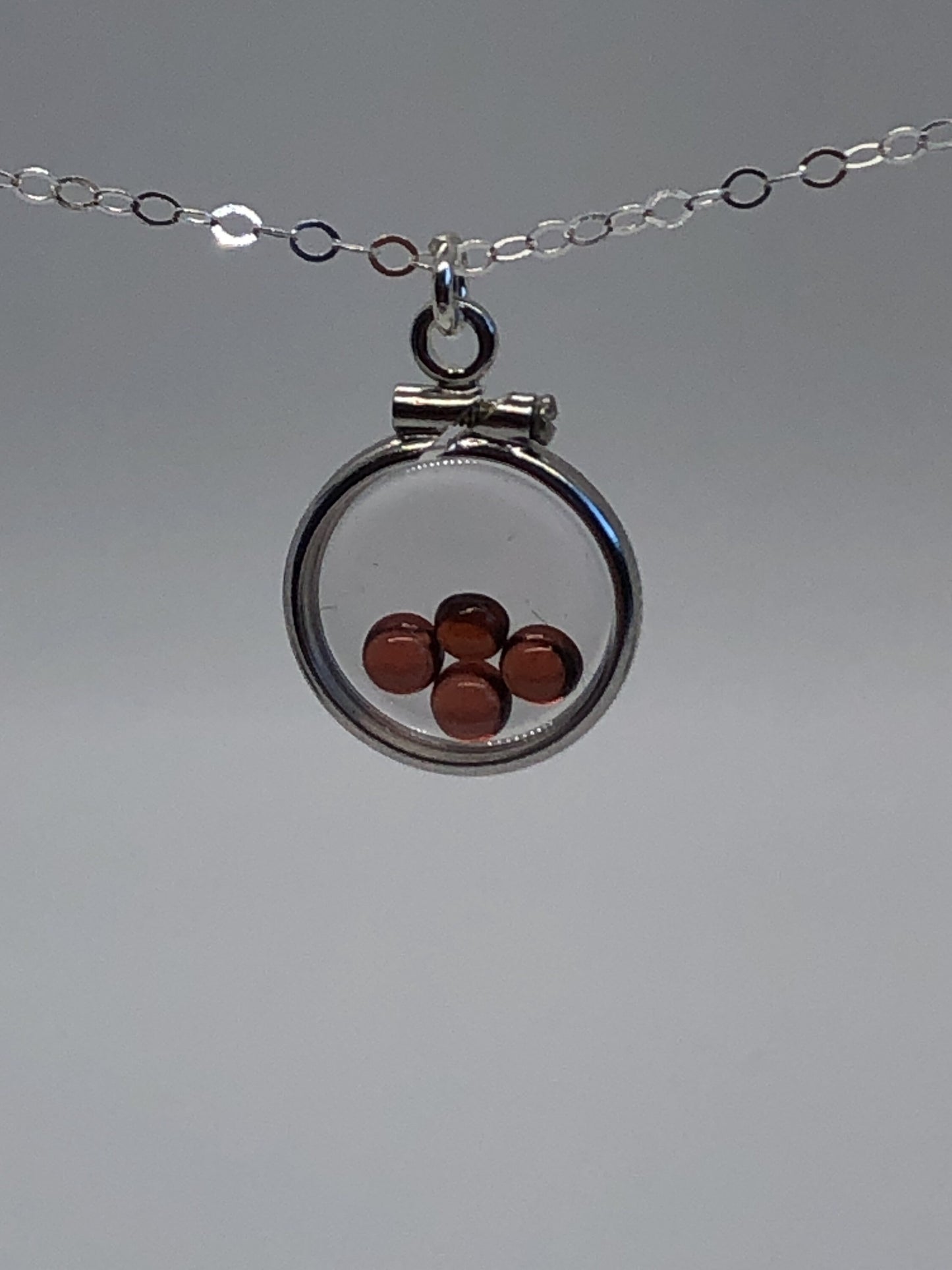Dainty Handmade Garnet sterling silver shaker locket with .88 CTW natural gems, January birthstone Customize one for Mother's Day, Just ask