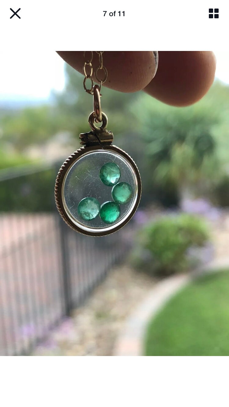 Vintage Emerald Shaker Locket, 12k gold filled, genuine Natural stones NEW OLD stock 50 years old. Make a locket for your MOM