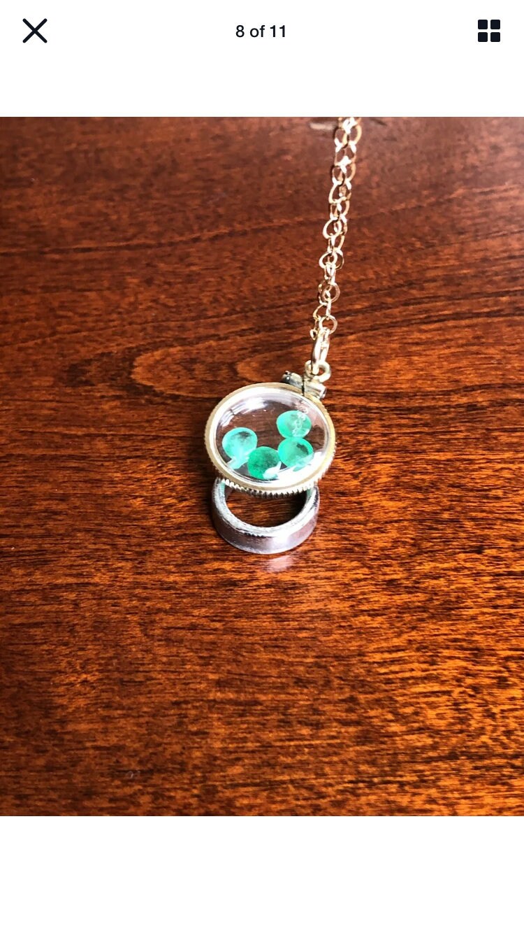 Vintage Emerald Shaker Locket, 12k gold filled, genuine Natural stones NEW OLD stock 50 years old. Make a locket for your MOM