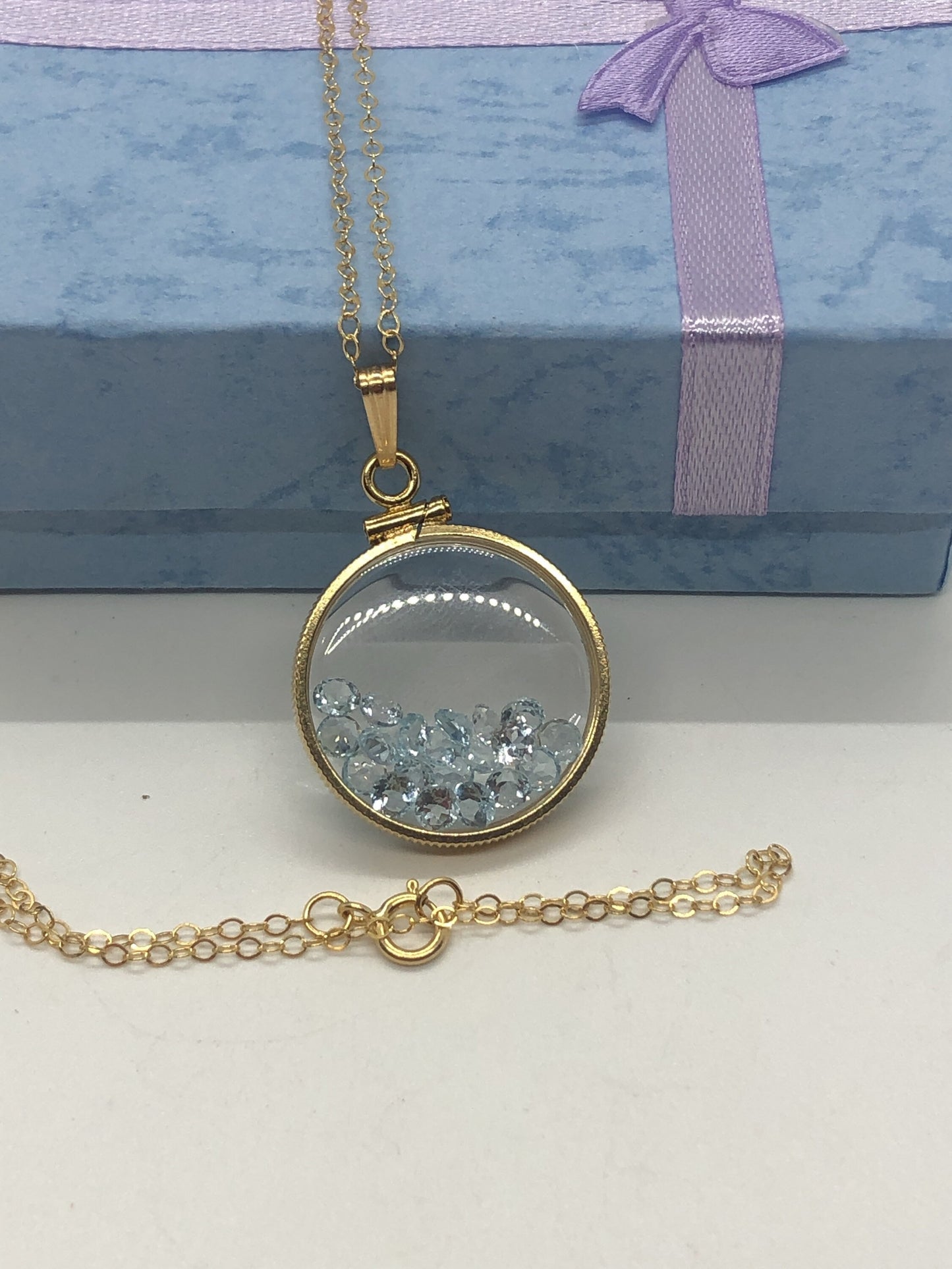 Handmade Topaz  Shaker Locket 14k gold filled or Silver with beautiful November Birthstone, 2.0 TCW